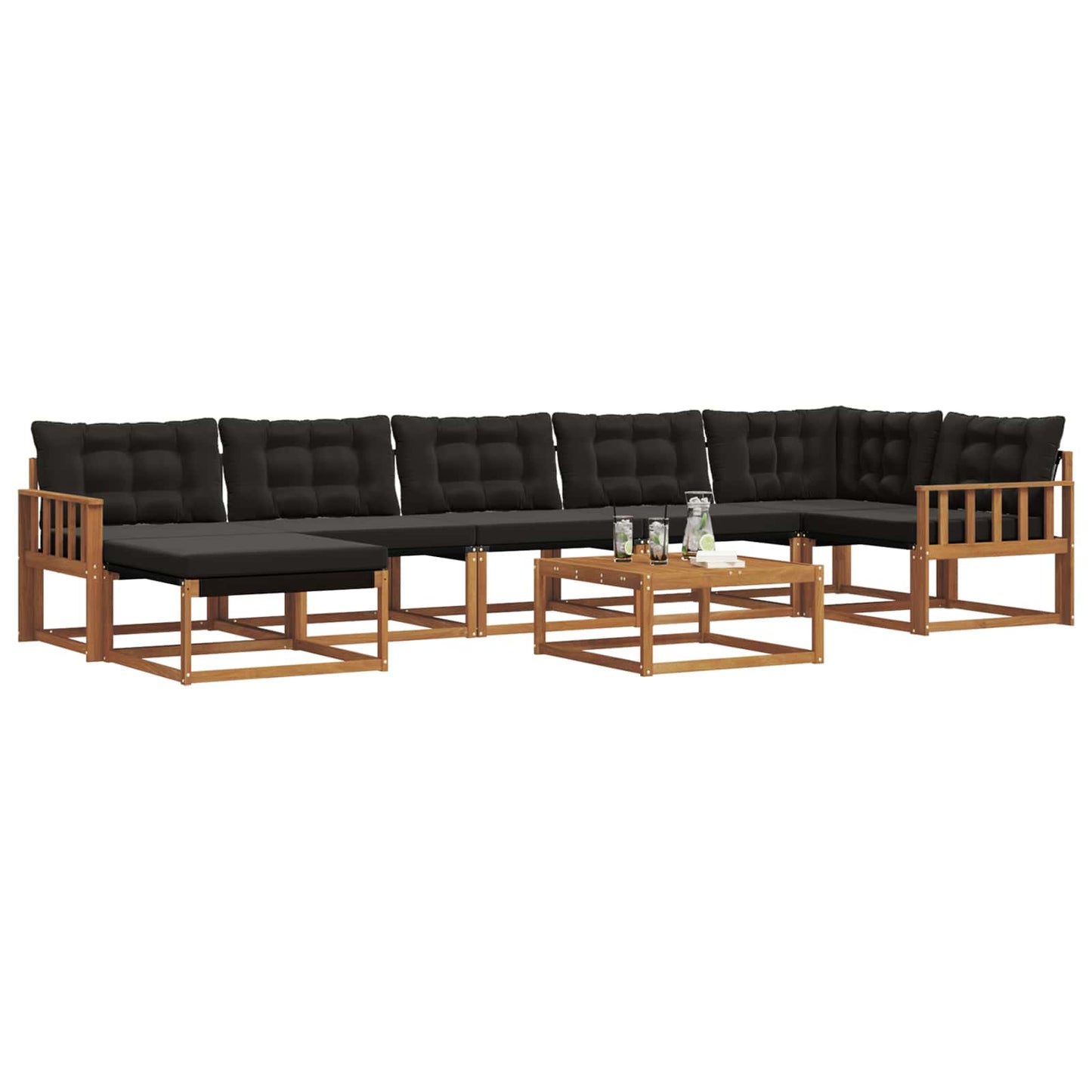 vidaXL Σειρά Καναπέ Εξωτερικού με μαξιλάρι 22 pcs Φυσικό και Μαύρο