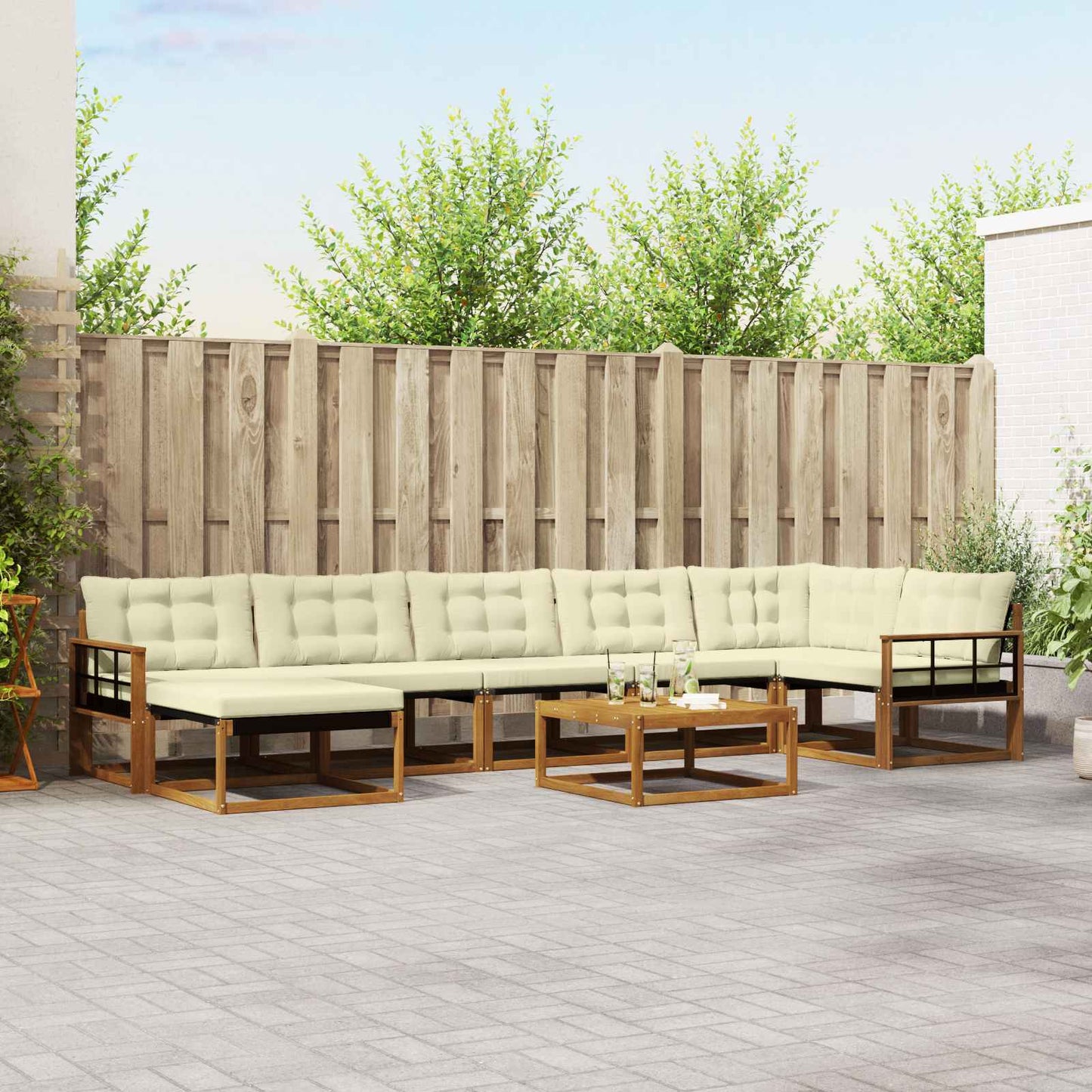 vidaXL Σειρά Καναπέ Εξωτερικού με μαξιλάρι 22 pcs Φυσικό και Κρέμα