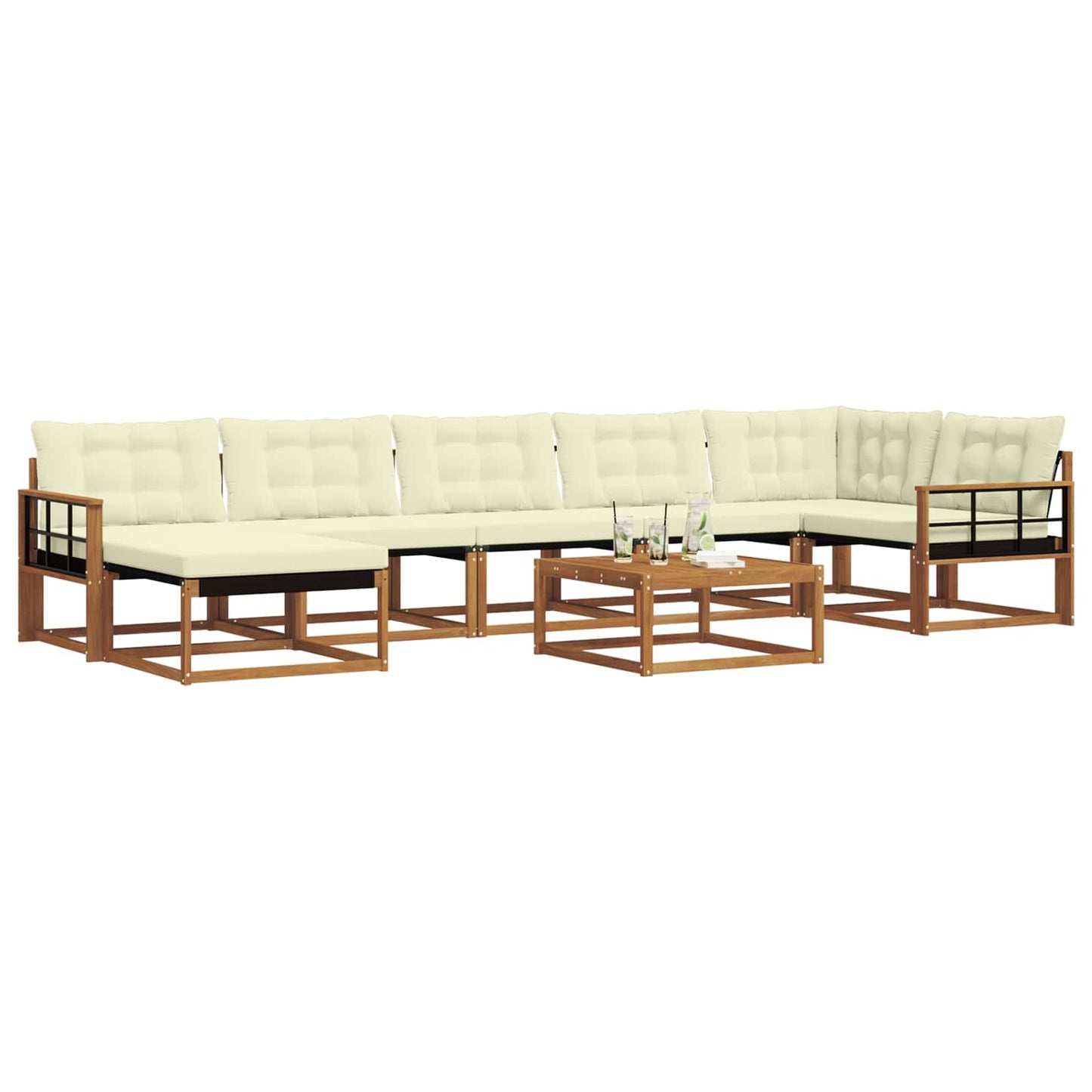 vidaXL Σειρά Καναπέ Εξωτερικού με μαξιλάρι 22 pcs Φυσικό και Κρέμα
