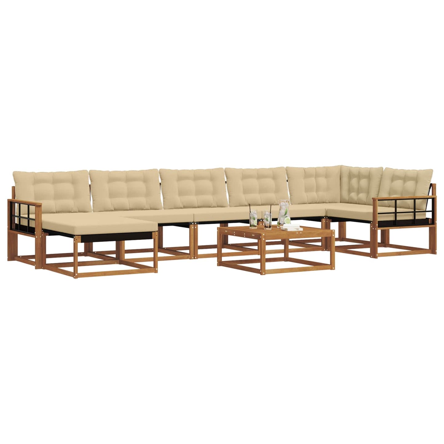 vidaXL Σειρά Καναπέ Εξωτερικού με μαξιλάρι 22 pcs Φυσικό και Μπεζ