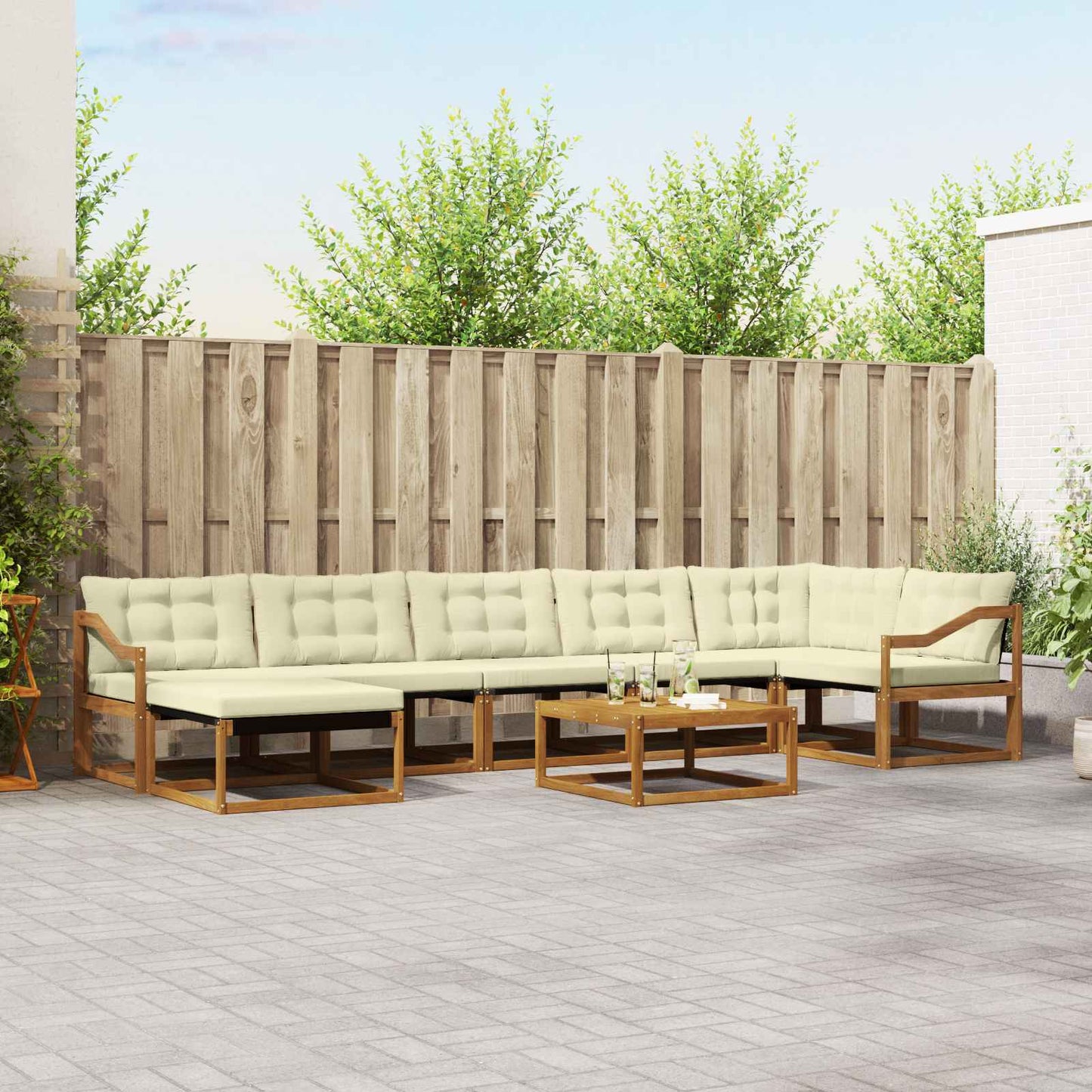 vidaXL Σειρά Καναπέ Εξωτερικού με μαξιλάρι 22 pcs Φυσικό και Κρέμα