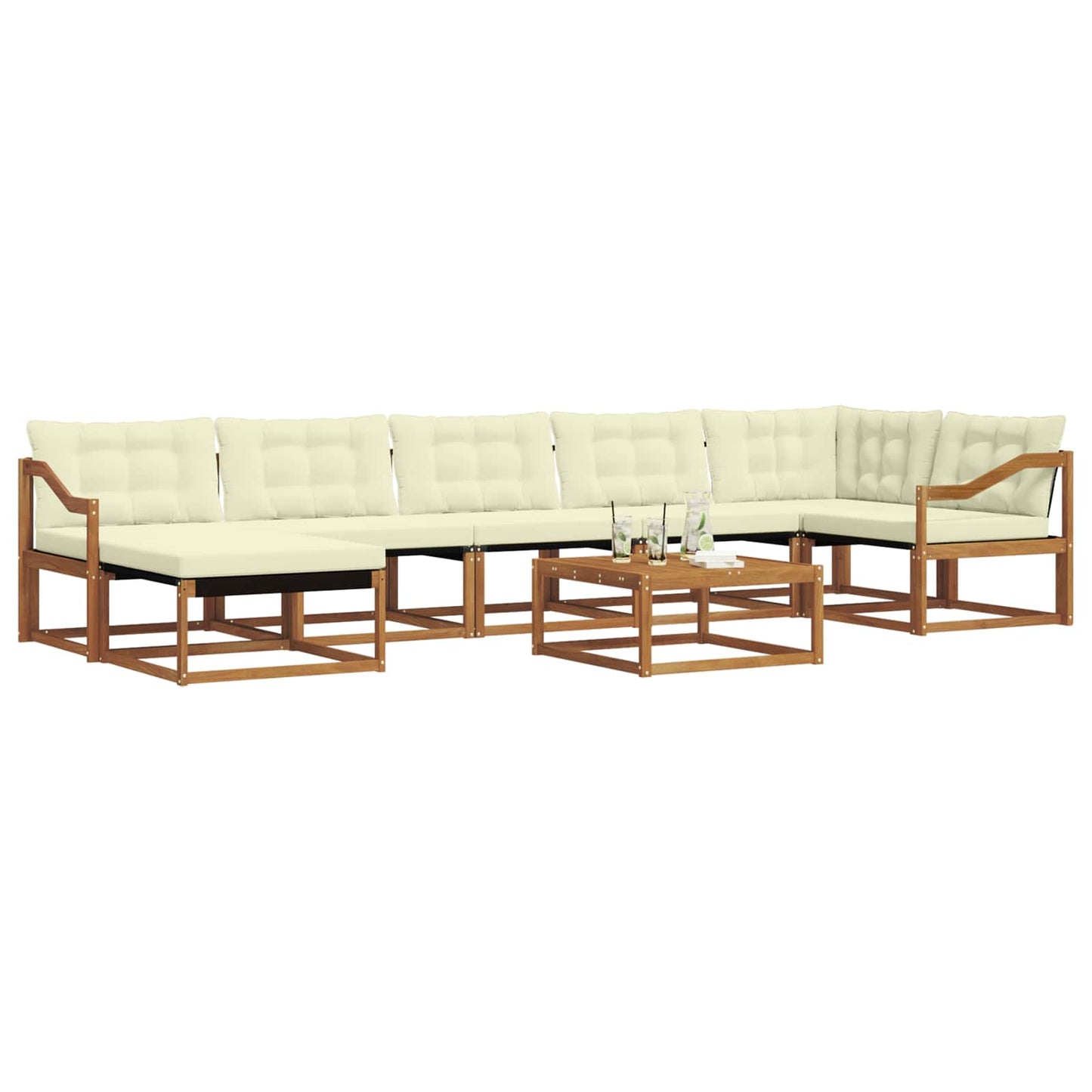 vidaXL Σειρά Καναπέ Εξωτερικού με μαξιλάρι 22 pcs Φυσικό και Κρέμα