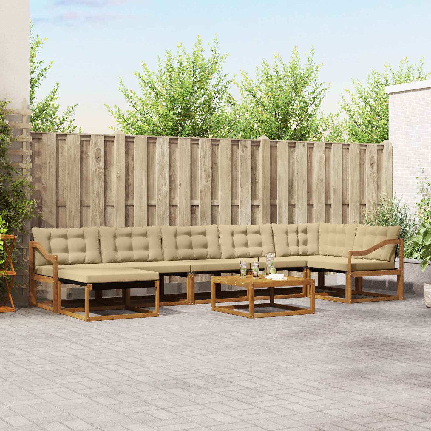 vidaXL Σειρά Καναπέ Εξωτερικού με μαξιλάρι 22 pcs Φυσικό και Μπεζ