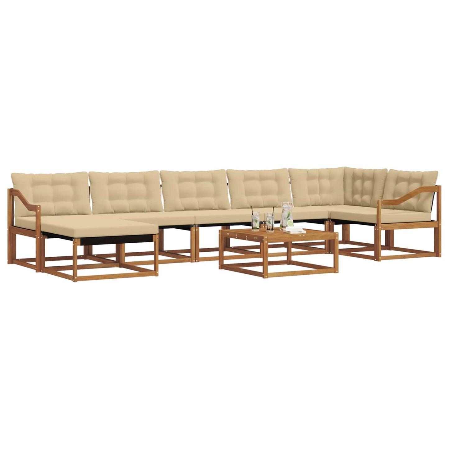 vidaXL Σειρά Καναπέ Εξωτερικού με μαξιλάρι 22 pcs Φυσικό και Μπεζ