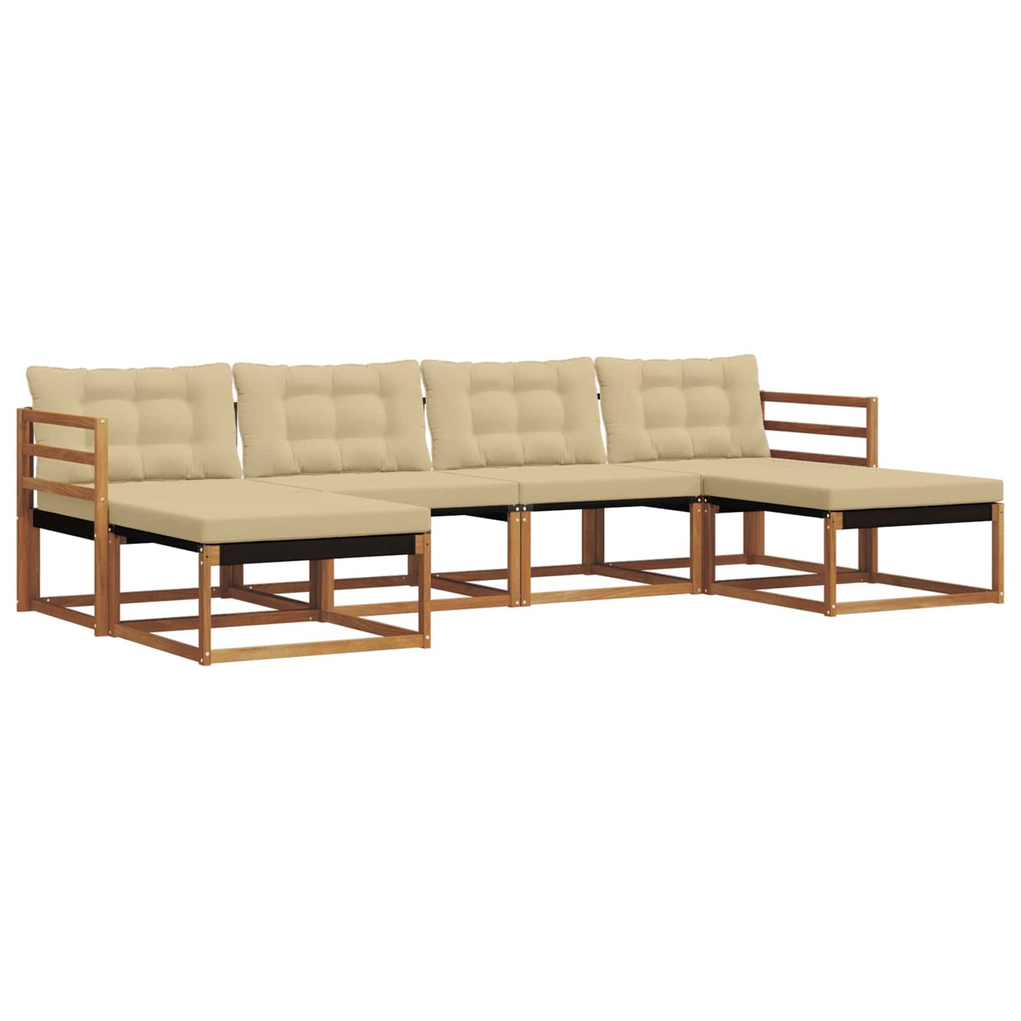 vidaXL Σειρά Καναπέ Εξωτερικού με μαξιλάρι 6 pcs Φυσικό και Μπεζ