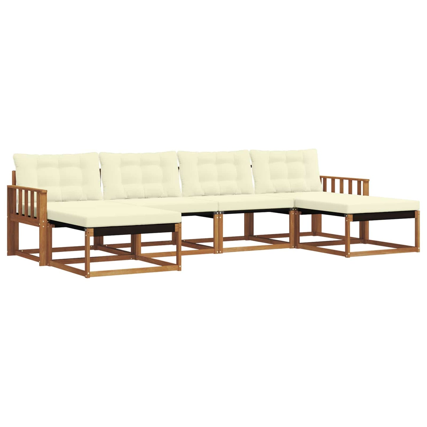 vidaXL Σειρά Καναπέ Εξωτερικού με μαξιλάρι 6 pcs Φυσικό και Κρέμα