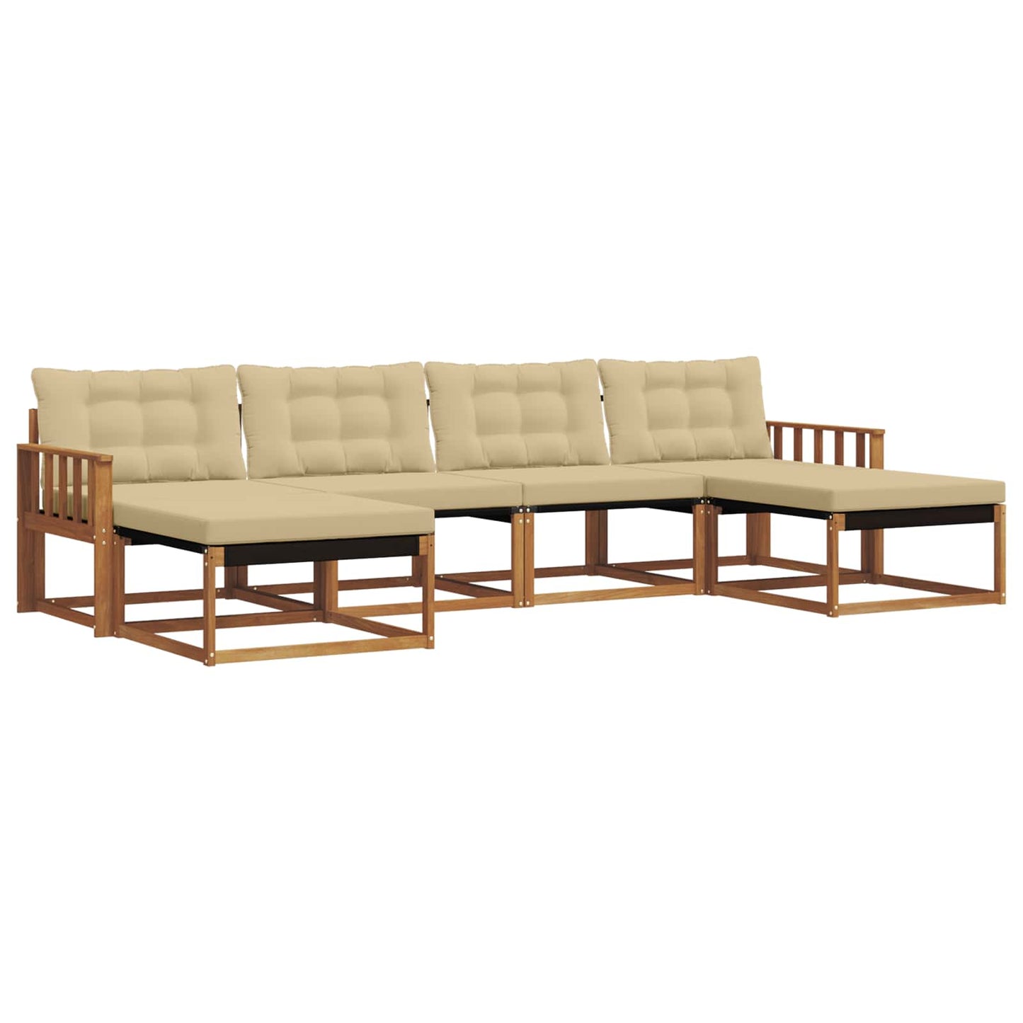 vidaXL Σειρά Καναπέ Εξωτερικού με μαξιλάρι 6 pcs Φυσικό και Μπεζ