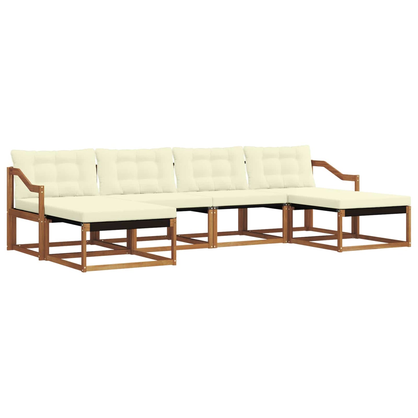 vidaXL Σειρά Καναπέ Εξωτερικού με μαξιλάρι 6 pcs Φυσικό και Κρέμα