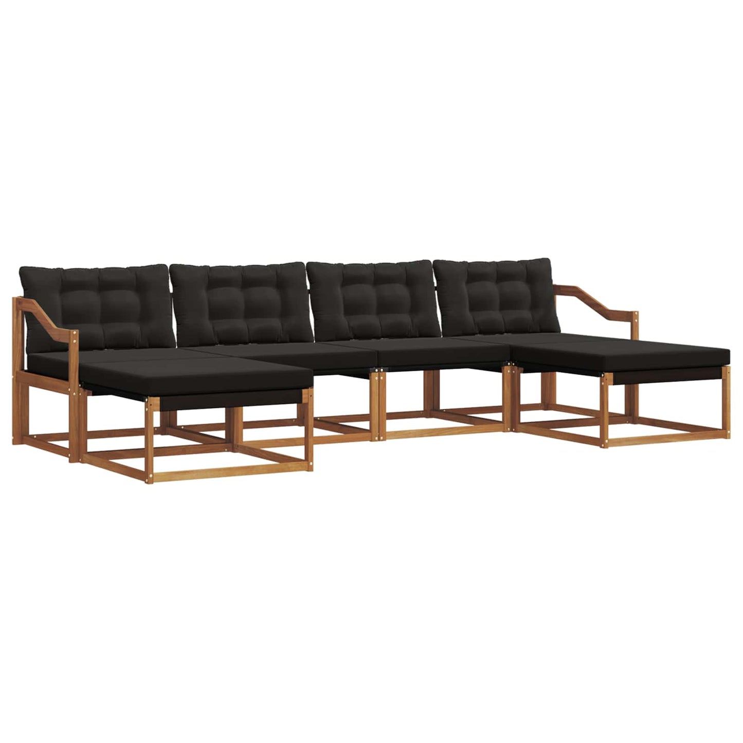vidaXL Σειρά Καναπέ Εξωτερικού με μαξιλάρι 6 pcs Φυσικό και Μαύρο