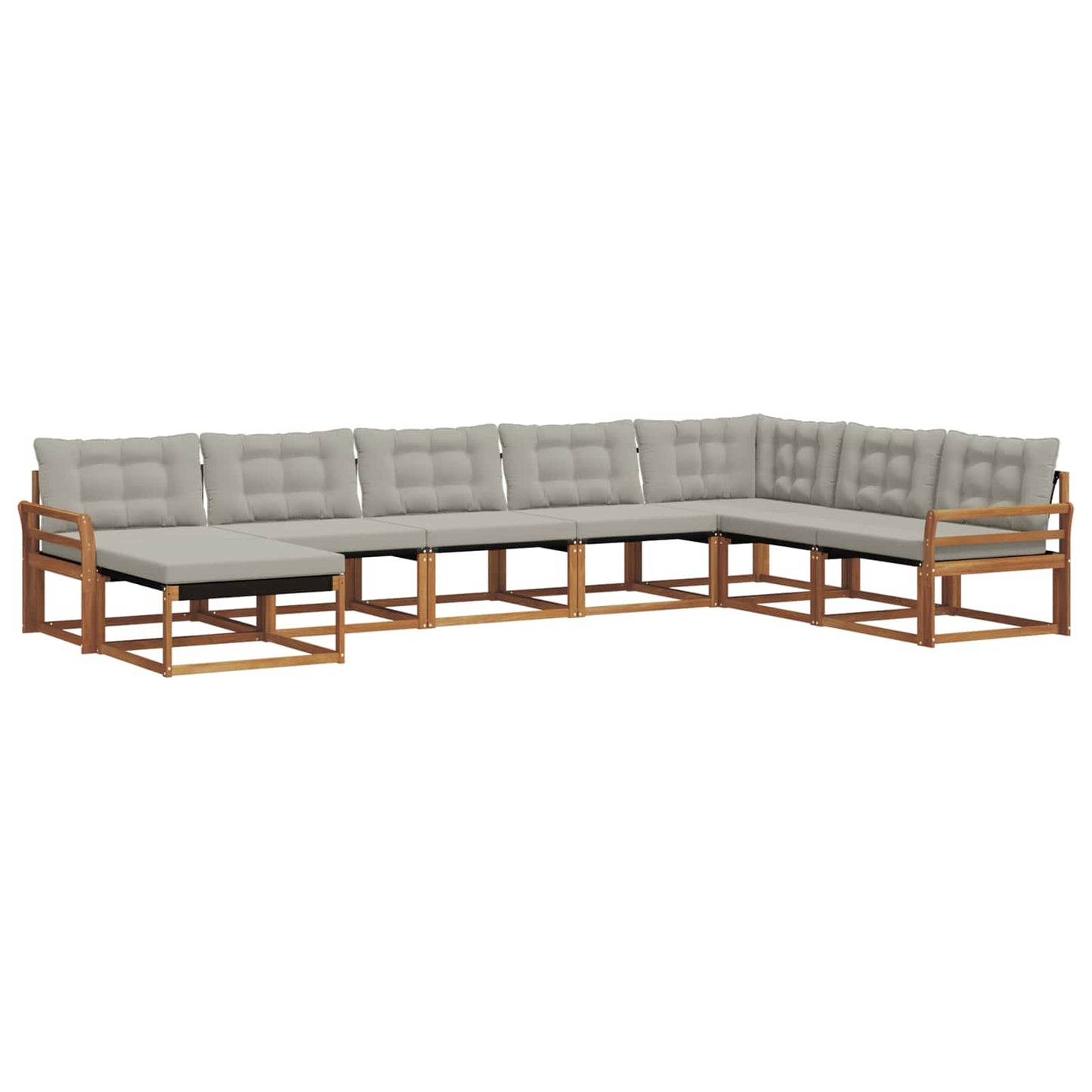 vidaXL Σειρά Καναπέ Εξωτερικού 8 pcs Φυσικό και Ανοιχτό Γκρι