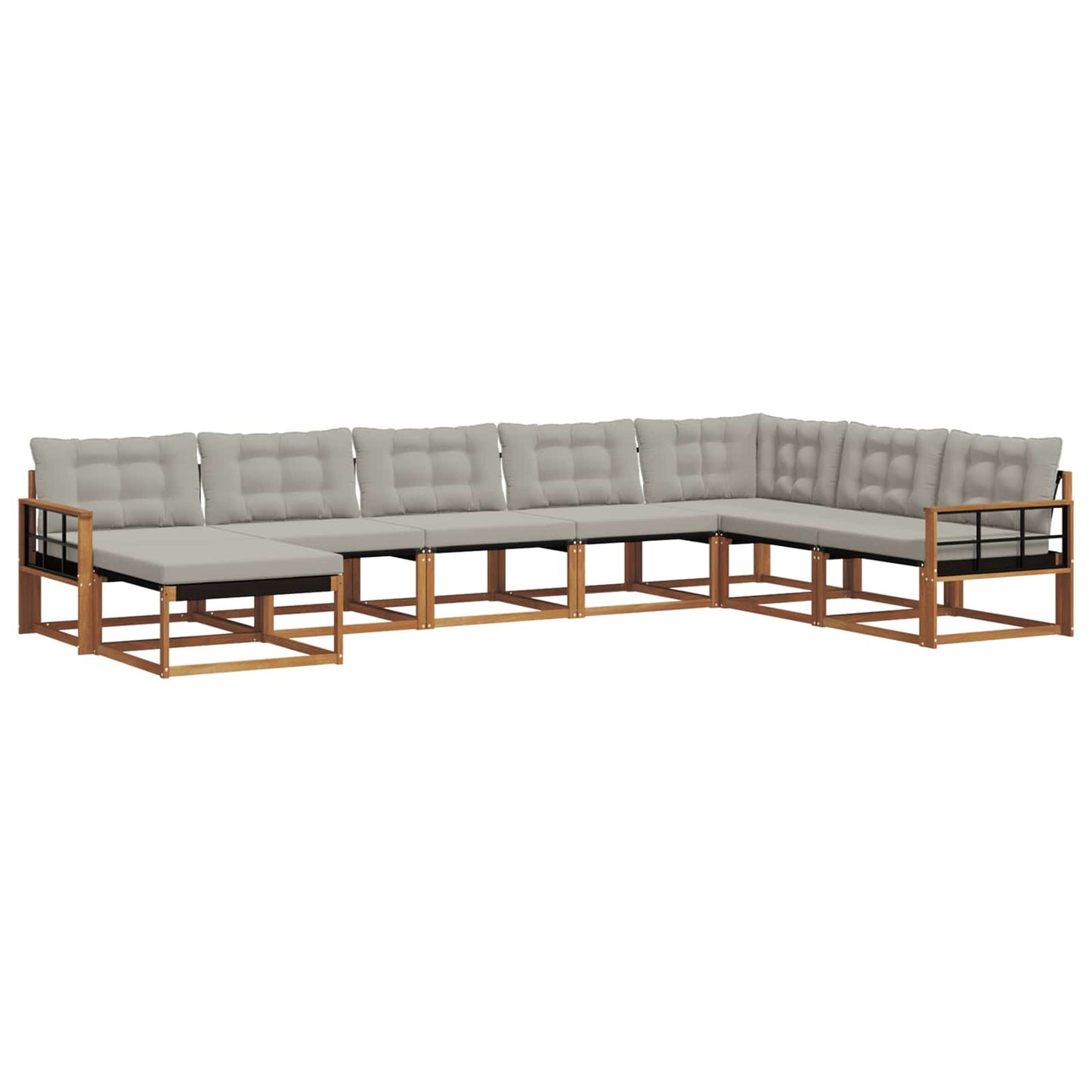 vidaXL Σειρά Καναπέ Εξωτερικού 8 pcs Φυσικό και Ανοιχτό Γκρι