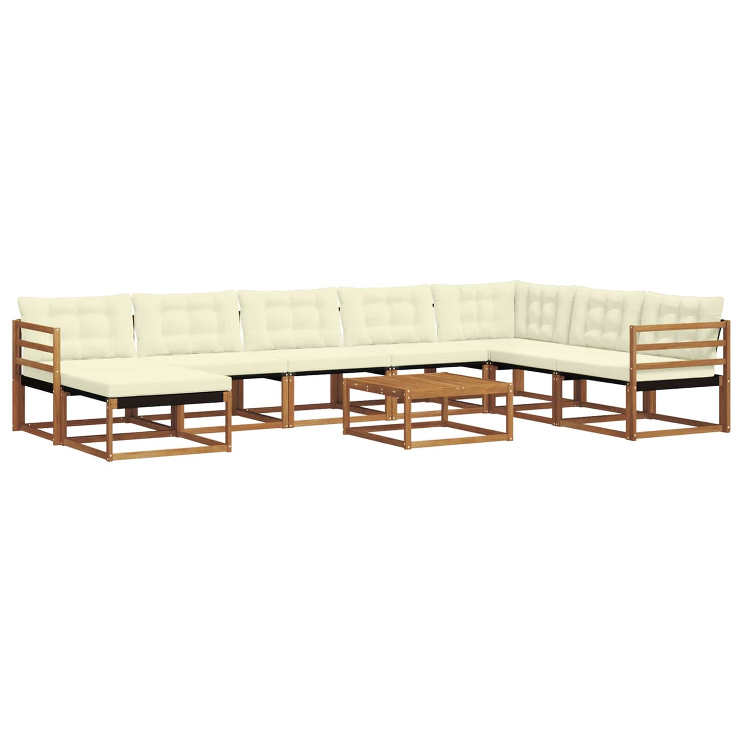 vidaXL Σειρά Καναπέ Εξωτερικού με μαξιλάρι 9 pcs Φυσικό και Κρέμα