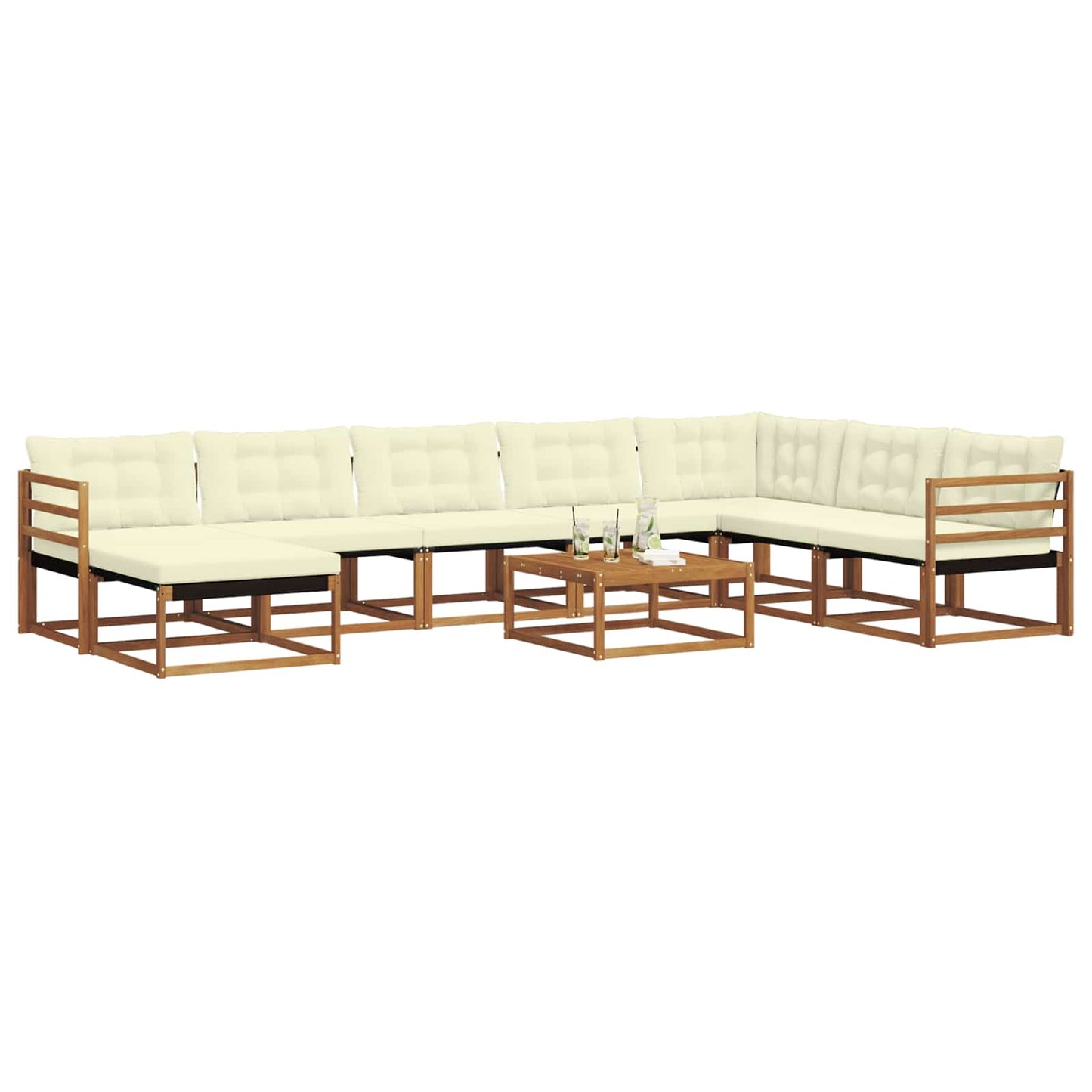 vidaXL Σειρά Καναπέ Εξωτερικού με μαξιλάρι 9 pcs Φυσικό και Κρέμα