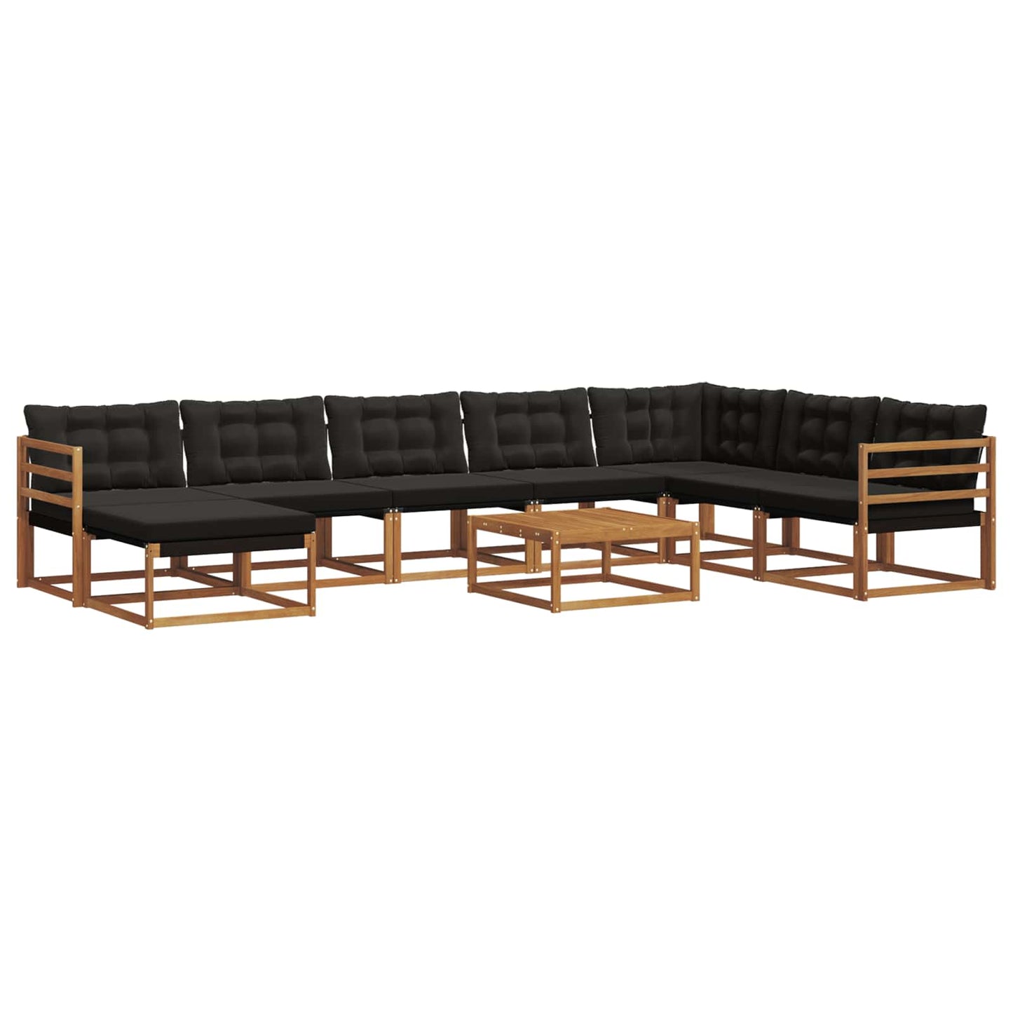 vidaXL Σειρά Καναπέ Εξωτερικού με μαξιλάρι 9 pcs Φυσικό και Μαύρο