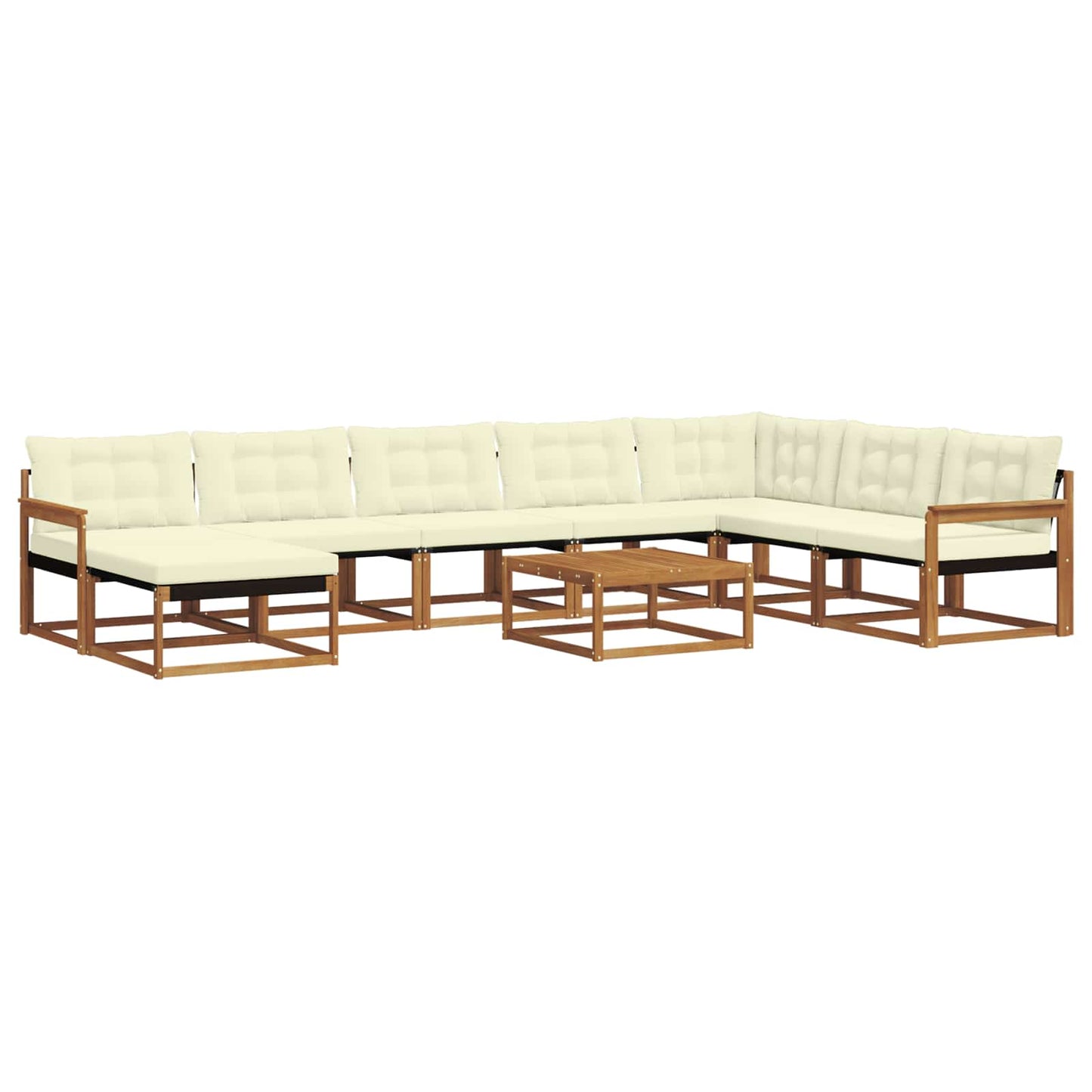 vidaXL Σειρά Καναπέ Εξωτερικού με μαξιλάρι 9 pcs Φυσικό και Κρέμα