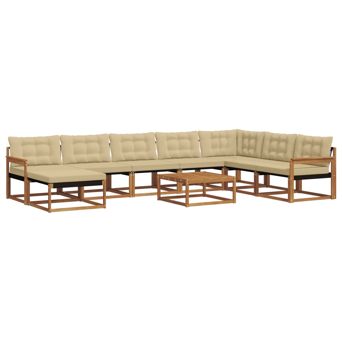 vidaXL Σειρά Καναπέ Εξωτερικού με μαξιλάρι 9 pcs Φυσικό και Μπεζ