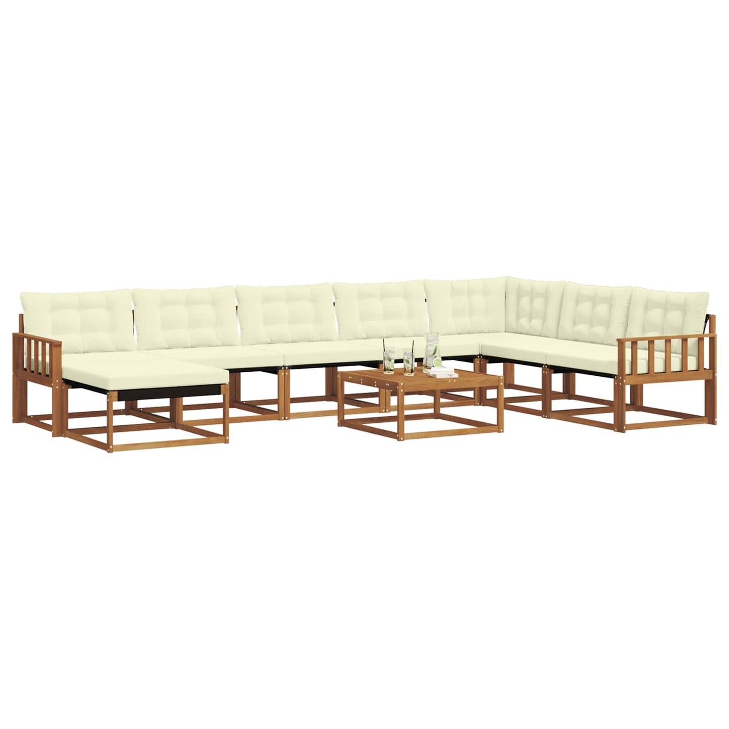 vidaXL Σειρά Καναπέ Εξωτερικού με μαξιλάρι 9 pcs Φυσικό και Κρέμα
