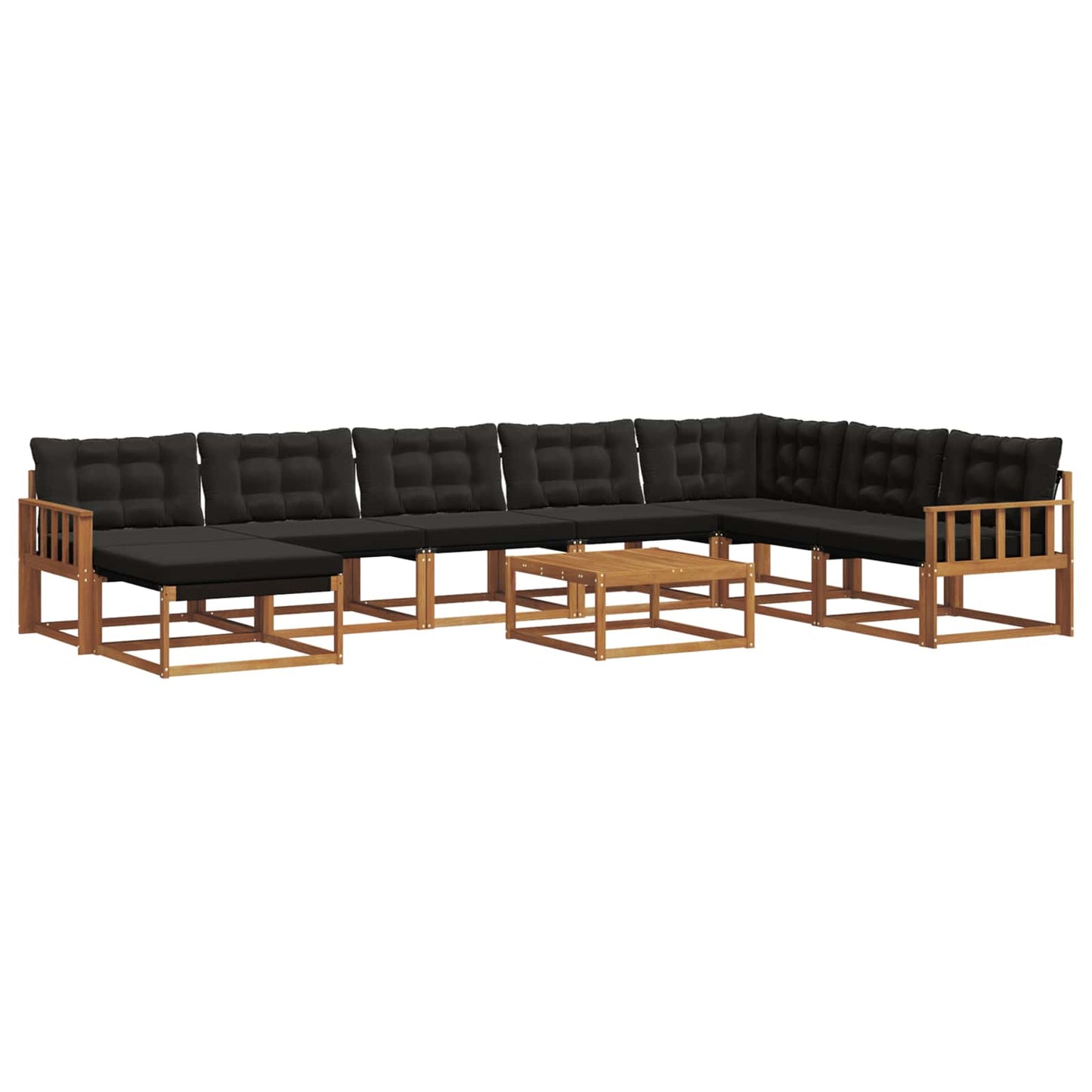 vidaXL Σειρά Καναπέ Εξωτερικού με μαξιλάρι 9 pcs Φυσικό και Μαύρο