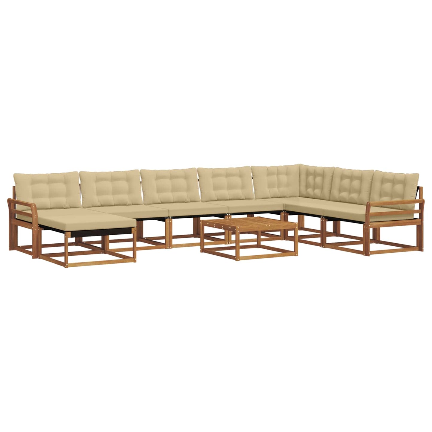 vidaXL Σειρά Καναπέ Εξωτερικού με μαξιλάρι 9 pcs Φυσικό και Μπεζ
