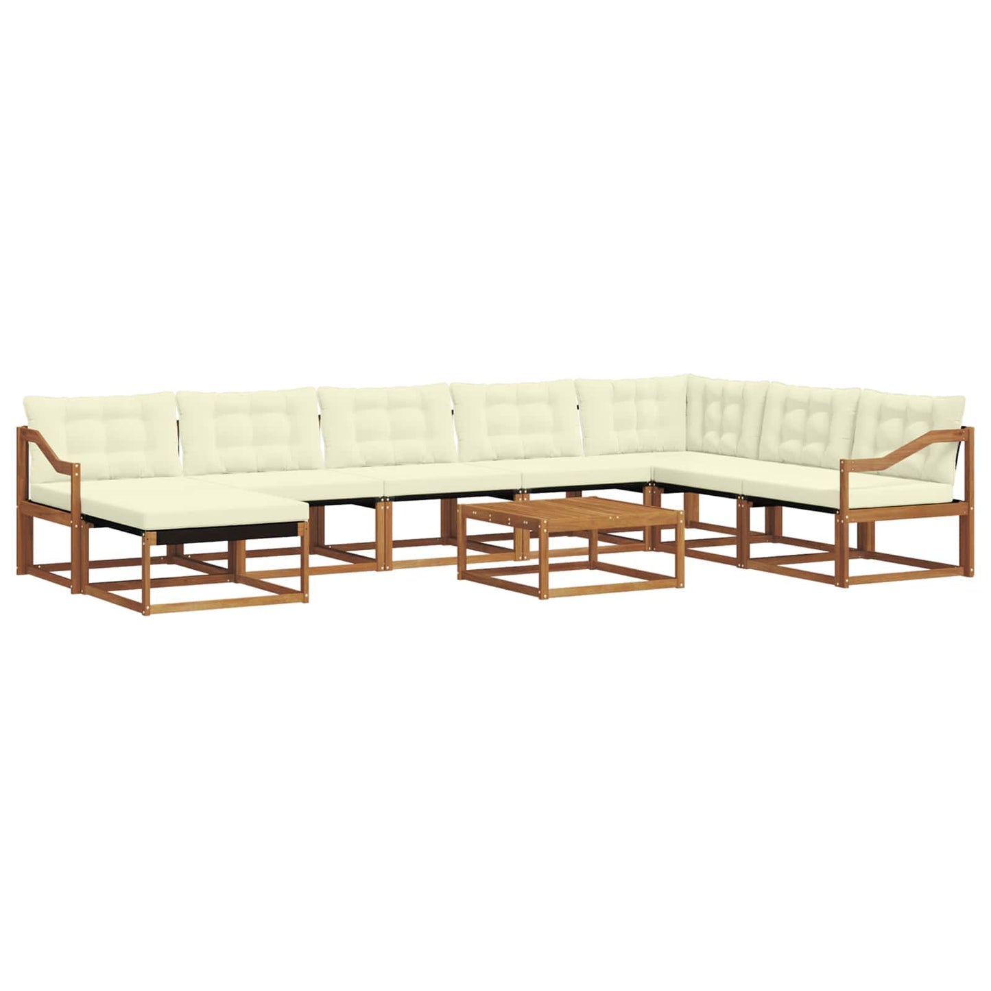 vidaXL Σειρά Καναπέ Εξωτερικού με μαξιλάρι 9 pcs Φυσικό και Κρέμα