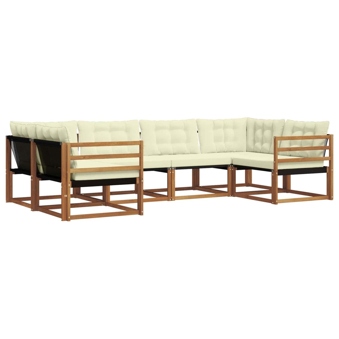vidaXL Σειρά Καναπέ Εξωτερικού με μαξιλάρι 6 pcs Φυσικό και Κρέμα