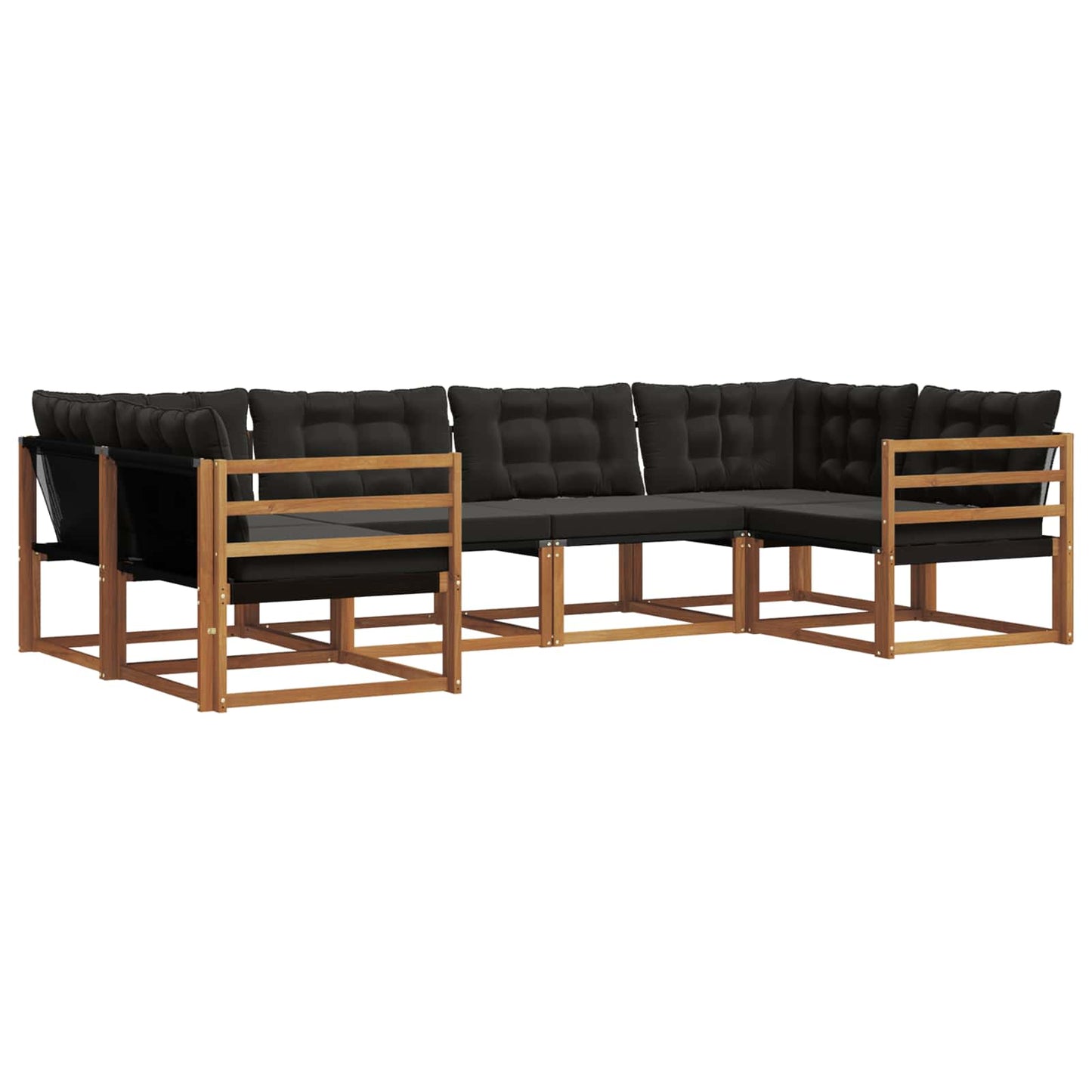 vidaXL Σειρά Καναπέ Εξωτερικού με μαξιλάρι 6 pcs Φυσικό και Μαύρο