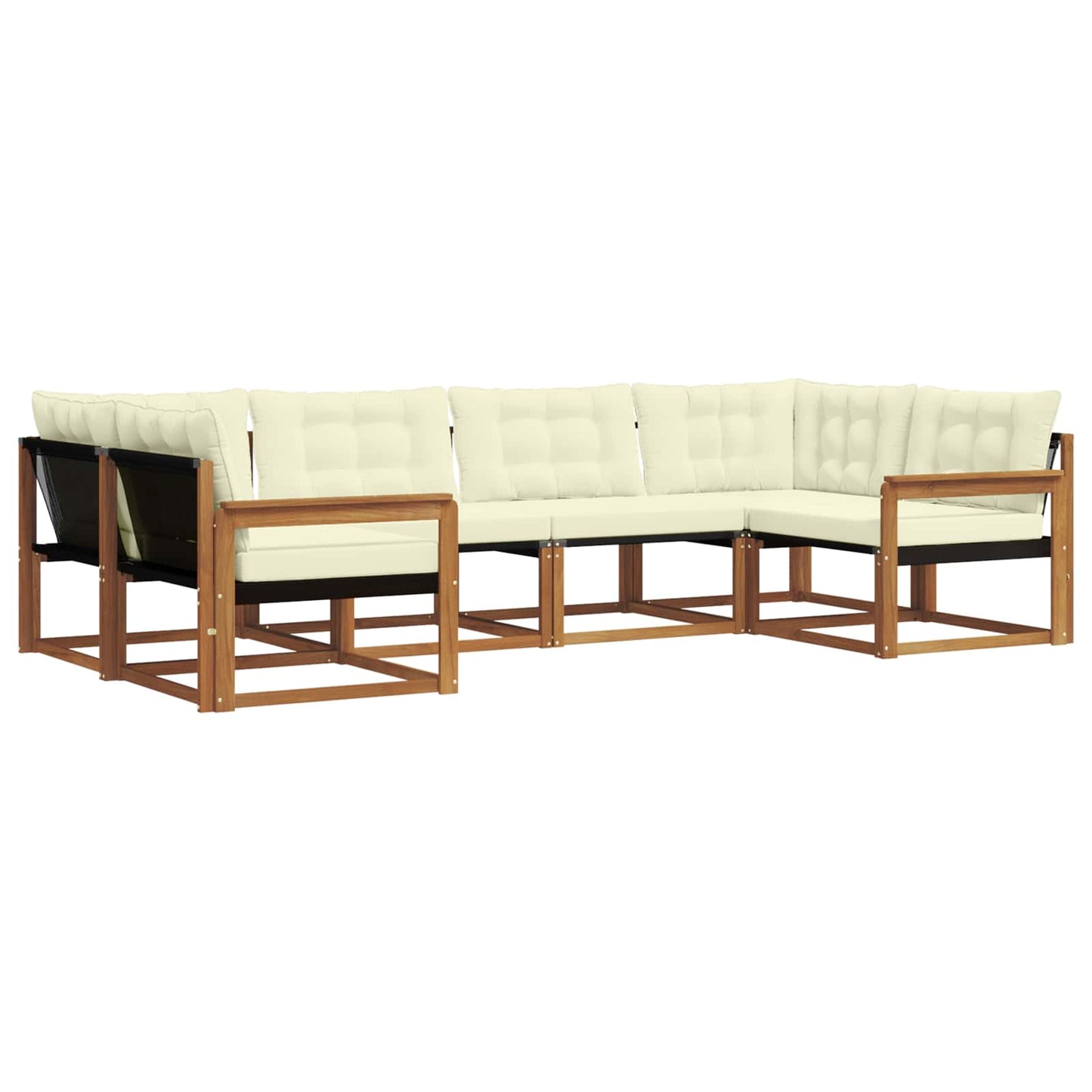 vidaXL Σειρά Καναπέ Εξωτερικού με μαξιλάρι 6 pcs Φυσικό και Κρέμα
