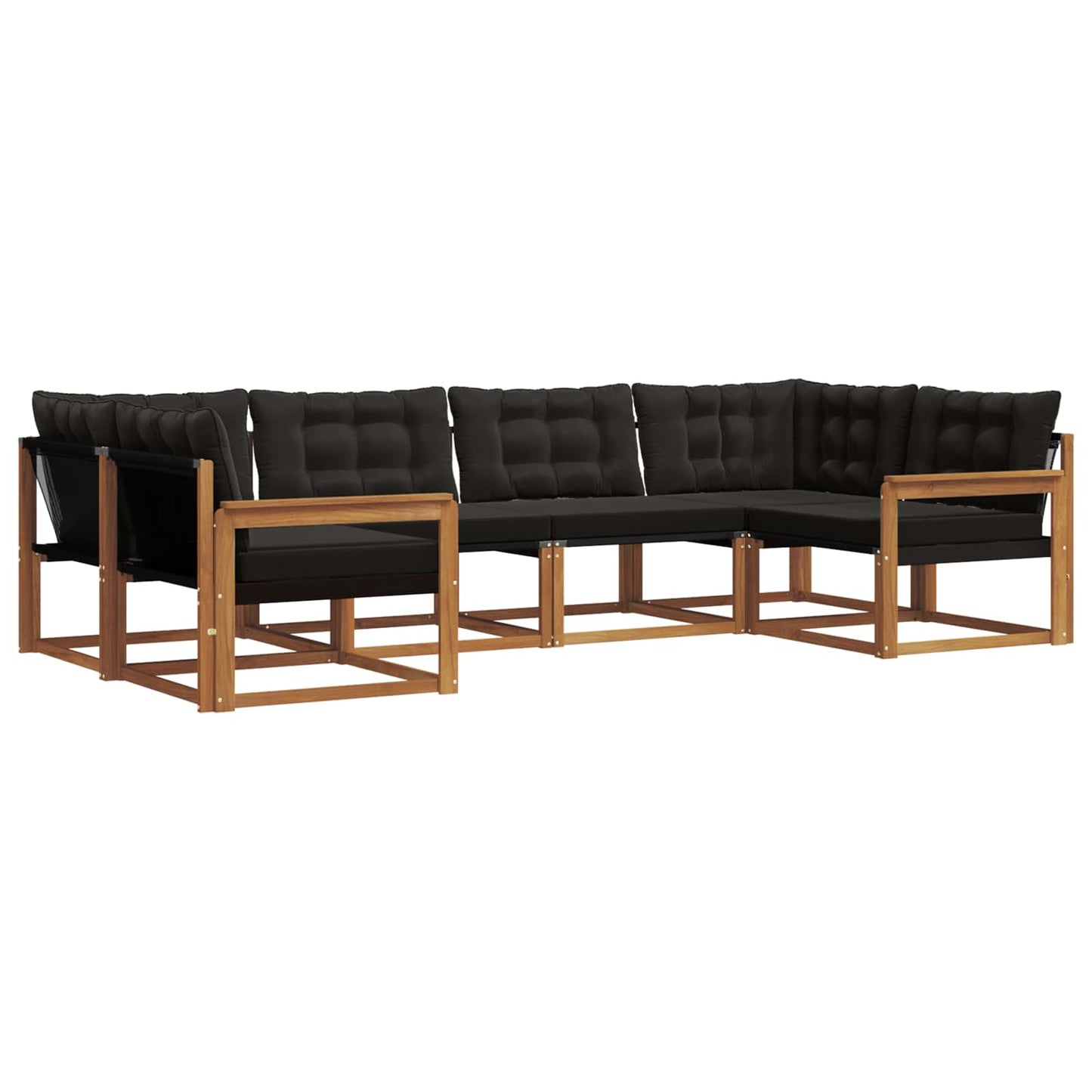 vidaXL Σειρά Καναπέ Εξωτερικού με μαξιλάρι 6 pcs Φυσικό και Μαύρο