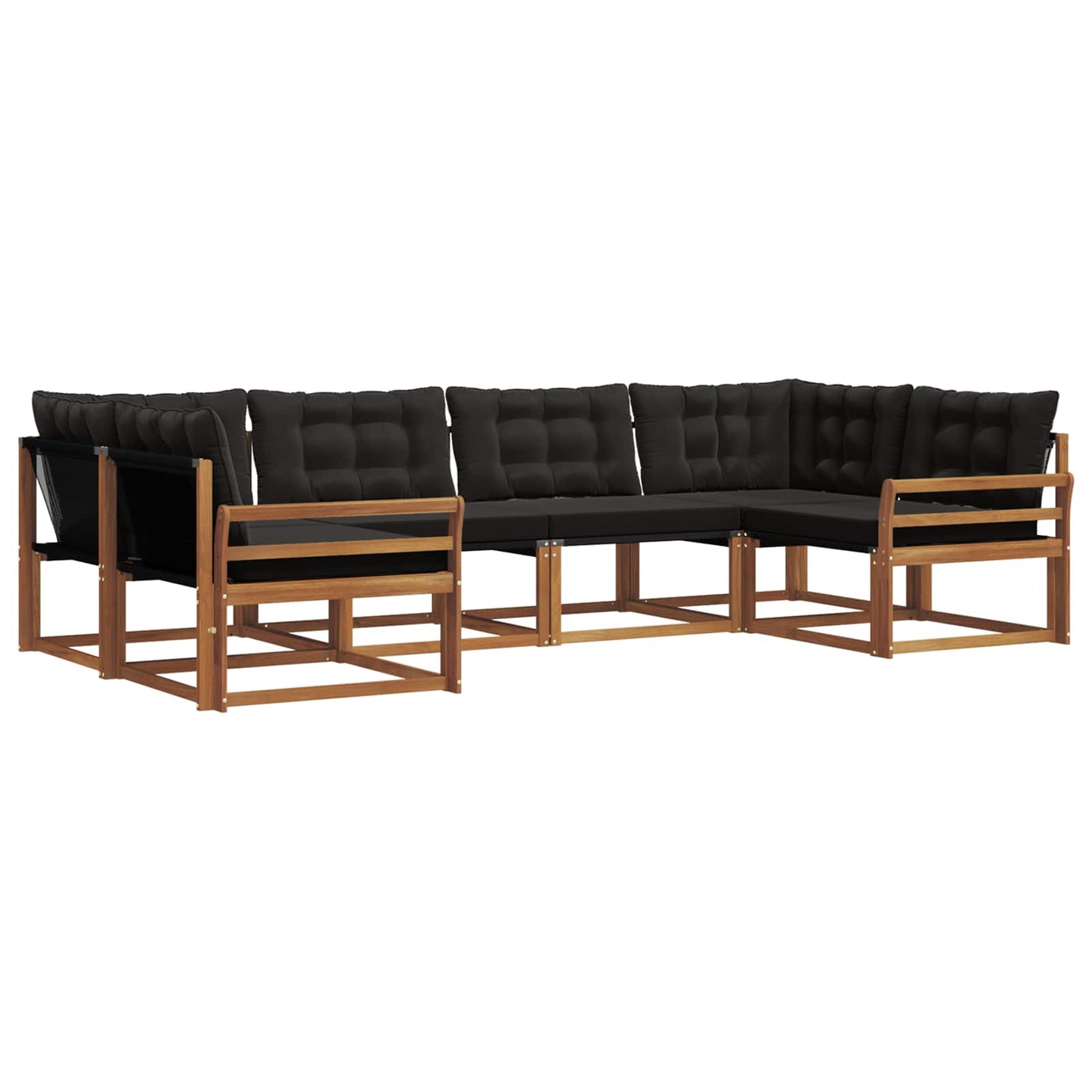 vidaXL Σειρά Καναπέ Εξωτερικού με μαξιλάρι 6 pcs Φυσικό και Μαύρο