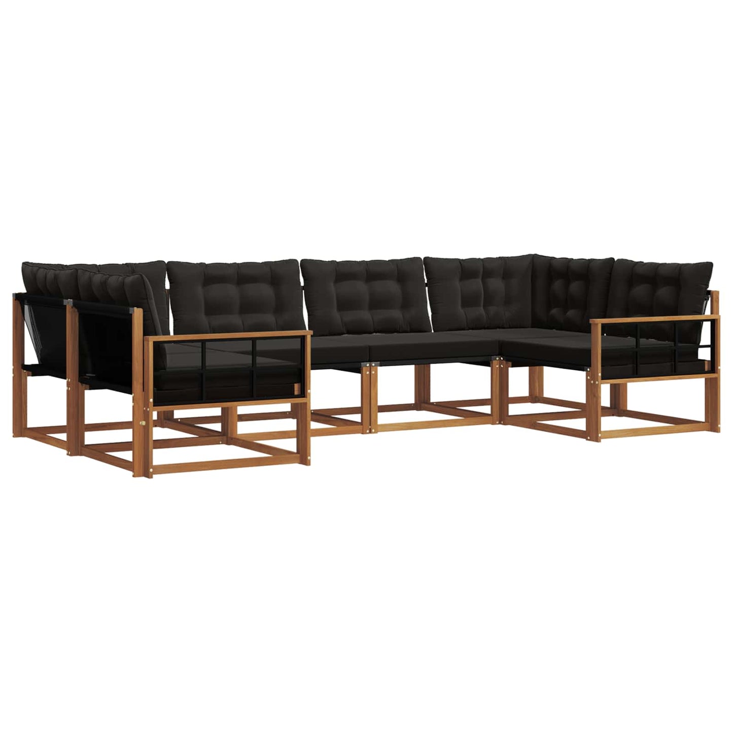 vidaXL Σειρά Καναπέ Εξωτερικού με μαξιλάρι 6 pcs Φυσικό και Μαύρο