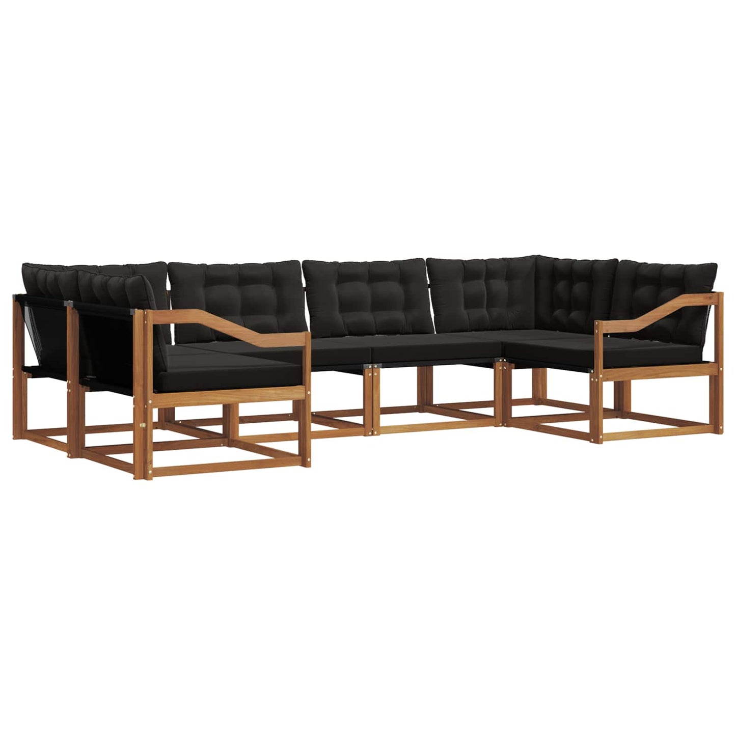 vidaXL Σειρά Καναπέ Εξωτερικού με μαξιλάρι 6 pcs Φυσικό και Μαύρο