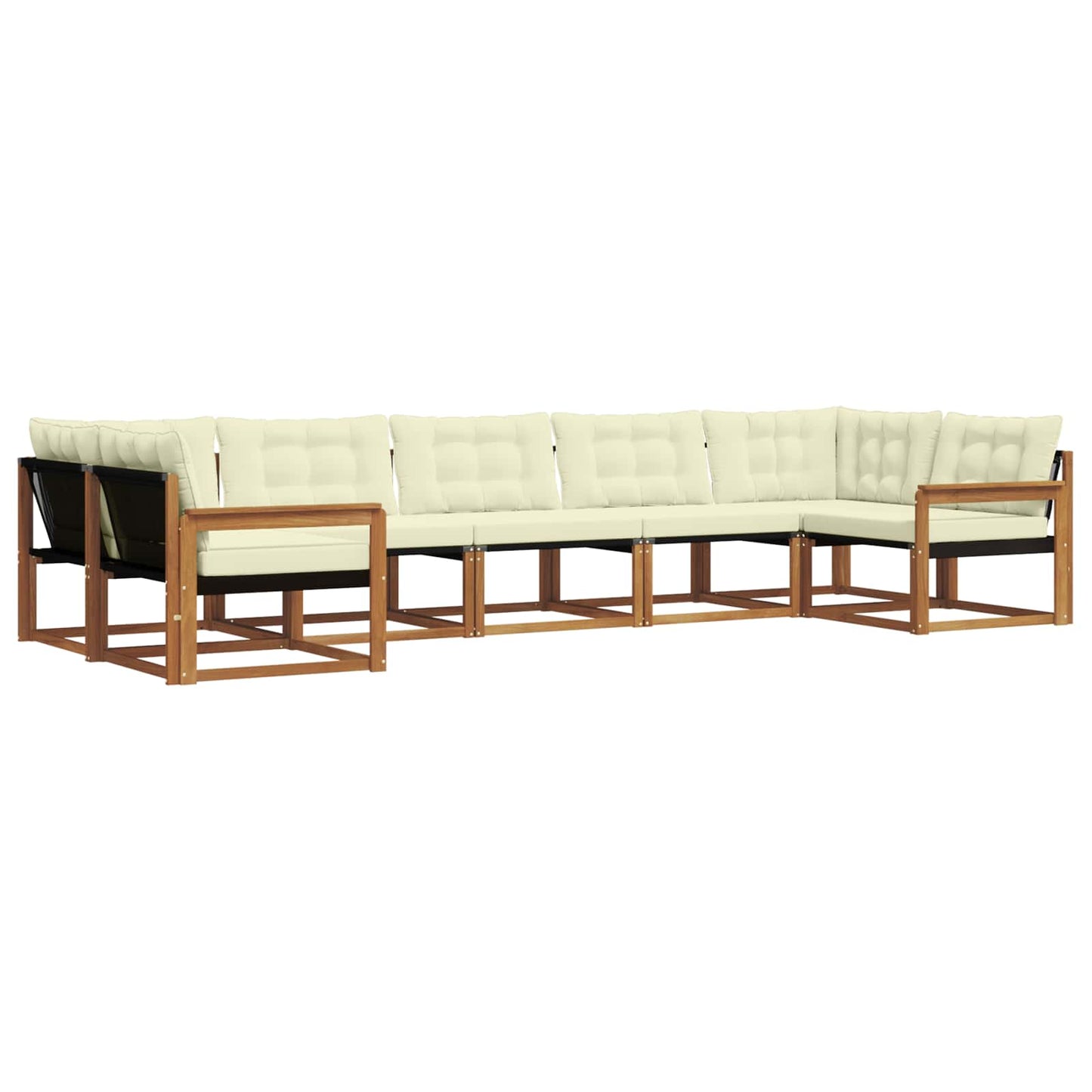 vidaXL Σειρά Καναπέ Εξωτερικού με μαξιλάρι 7 pcs Φυσικό και Κρέμα