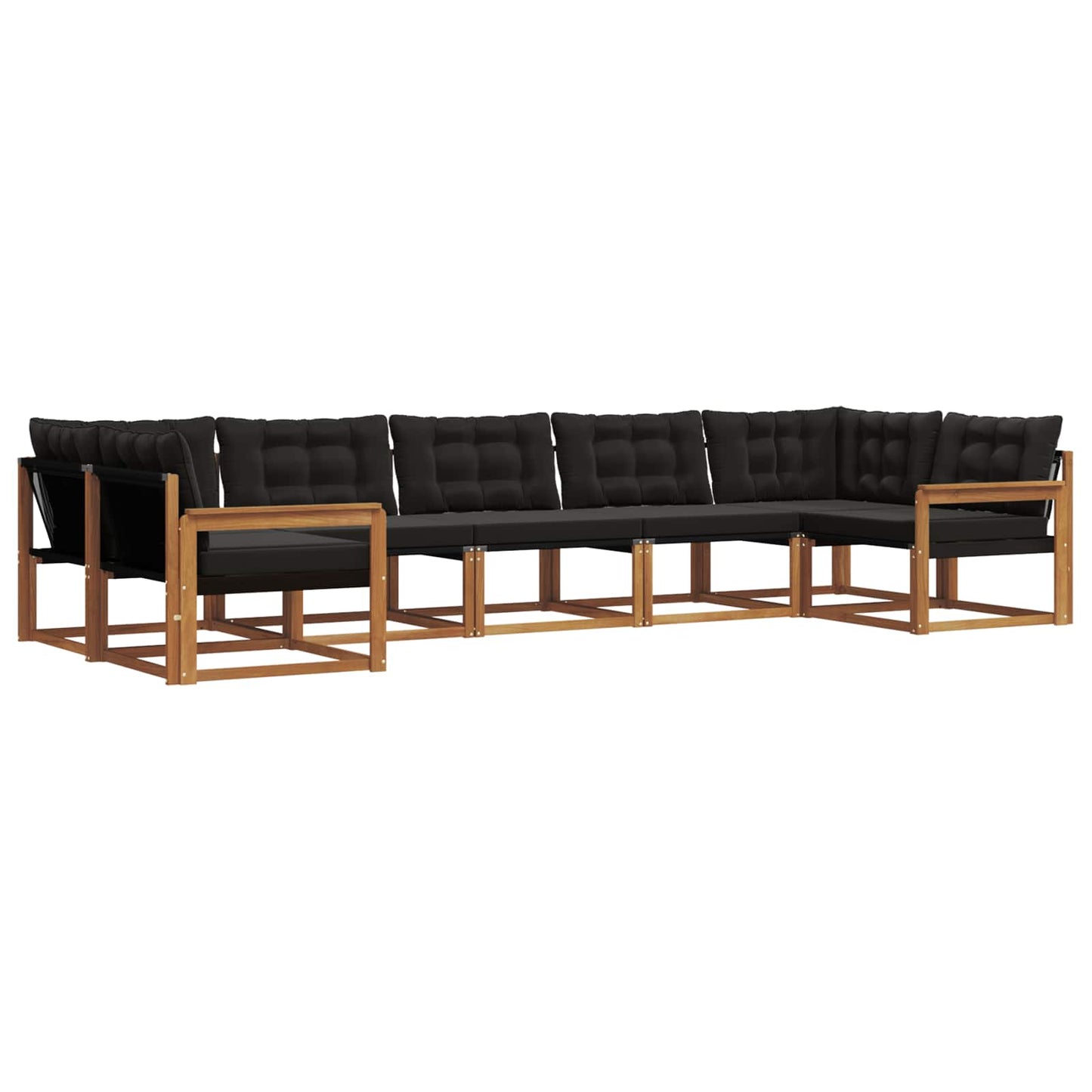 vidaXL Σειρά Καναπέ Εξωτερικού με μαξιλάρι 7 pcs Φυσικό και Μαύρο