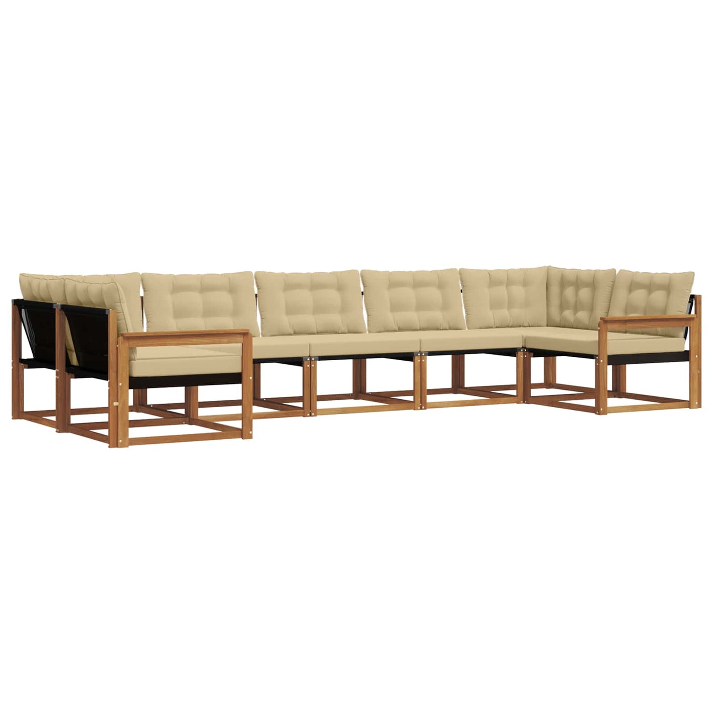 vidaXL Σειρά Καναπέ Εξωτερικού με μαξιλάρι 7 pcs Φυσικό και Μπεζ