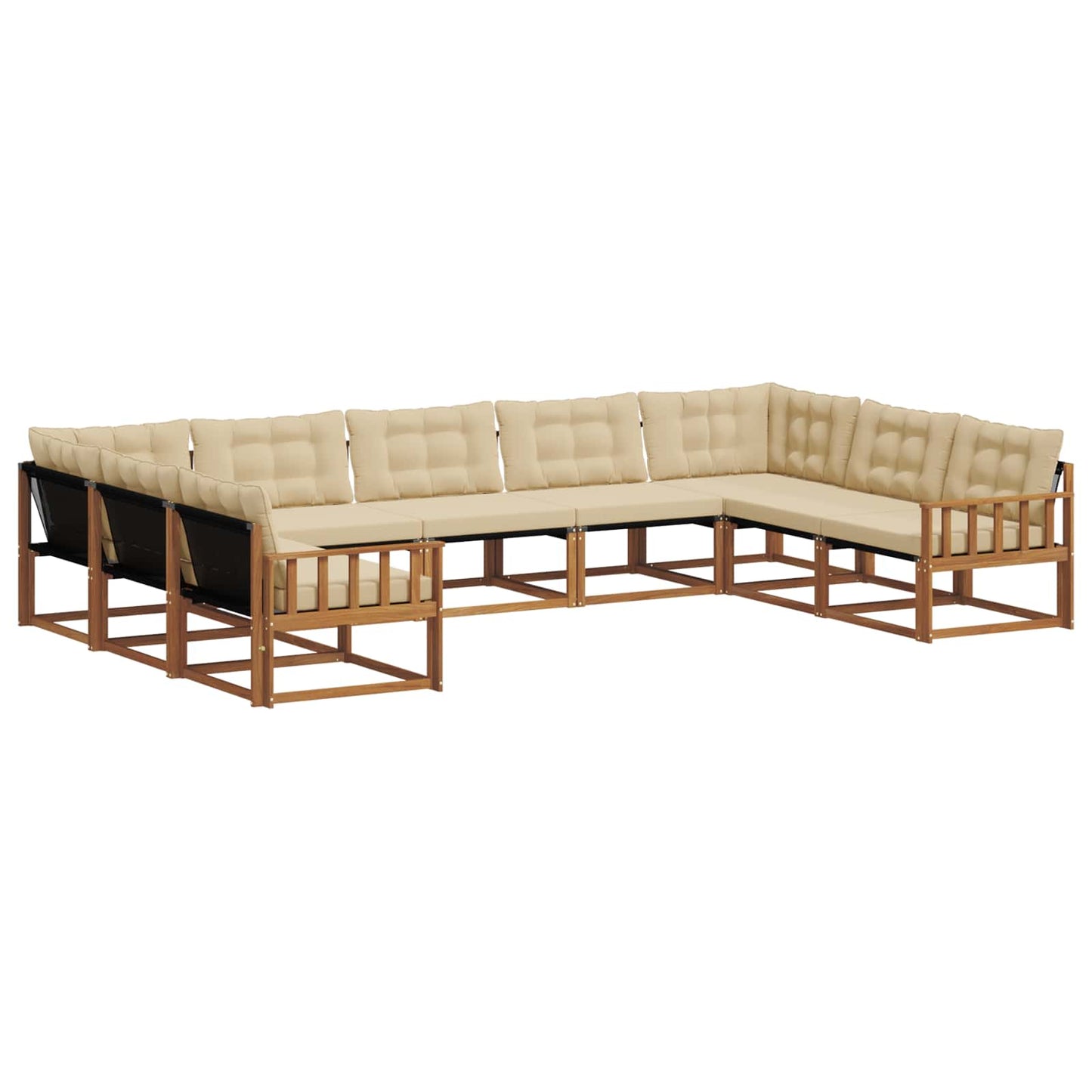 vidaXL Σειρά Καναπέ Εξωτερικού με μαξιλάρι 9 pcs Φυσικό και Μπεζ
