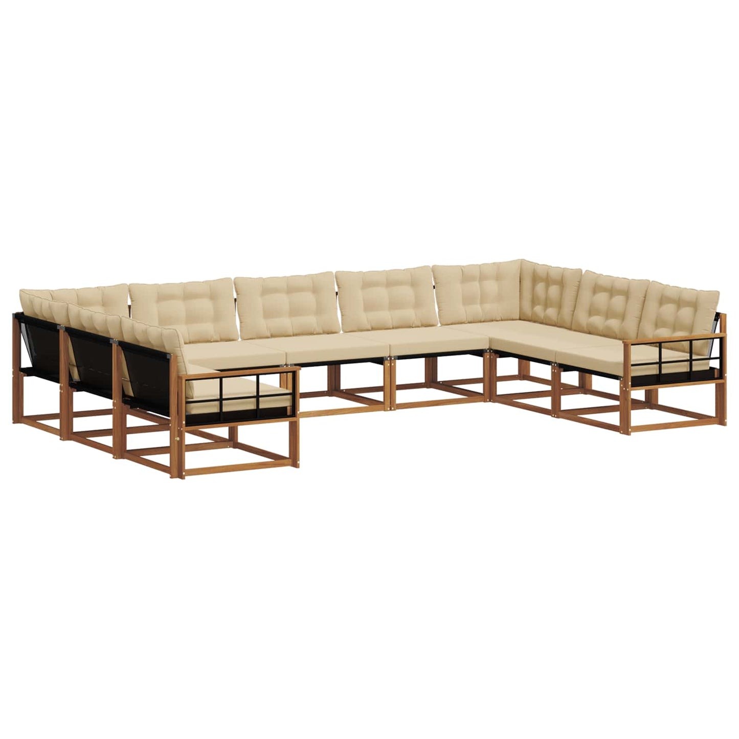 vidaXL Σειρά Καναπέ Εξωτερικού με μαξιλάρι 9 pcs Φυσικό και Μπεζ