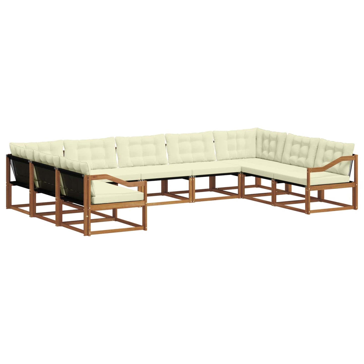 vidaXL Σειρά Καναπέ Εξωτερικού με μαξιλάρι 9 pcs Φυσικό και Κρέμα