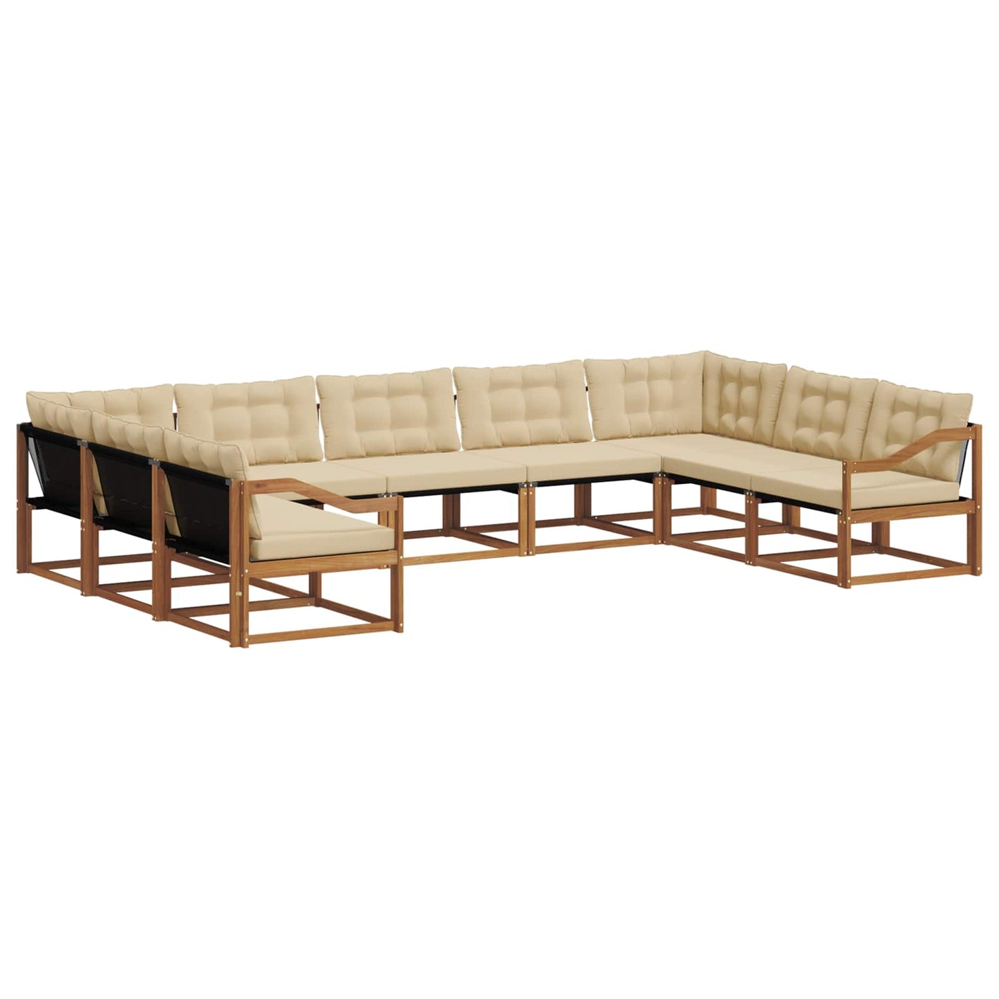 vidaXL Σειρά Καναπέ Εξωτερικού με μαξιλάρι 9 pcs Φυσικό και Μπεζ