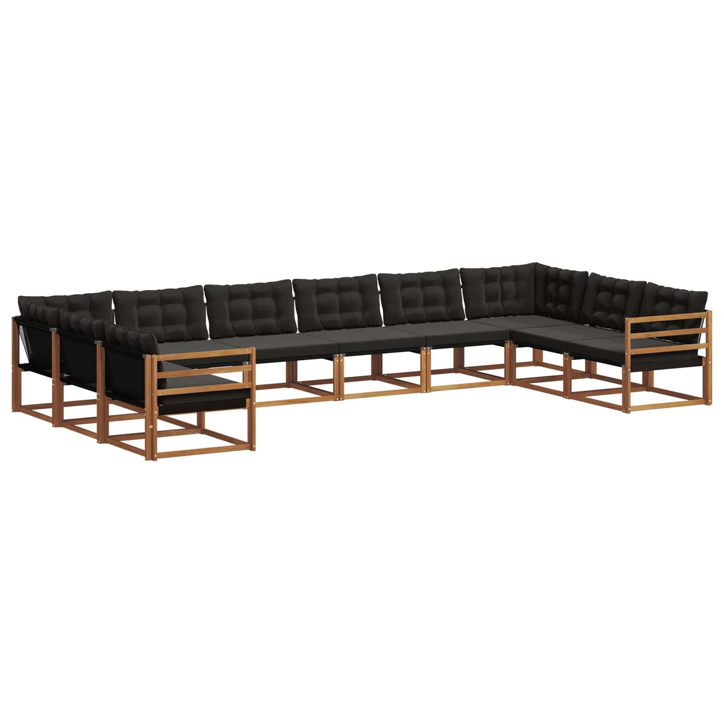 vidaXL Σειρά Καναπέ Εξωτερικού με μαξιλάρι 10 pcs Φυσικό και Μαύρο