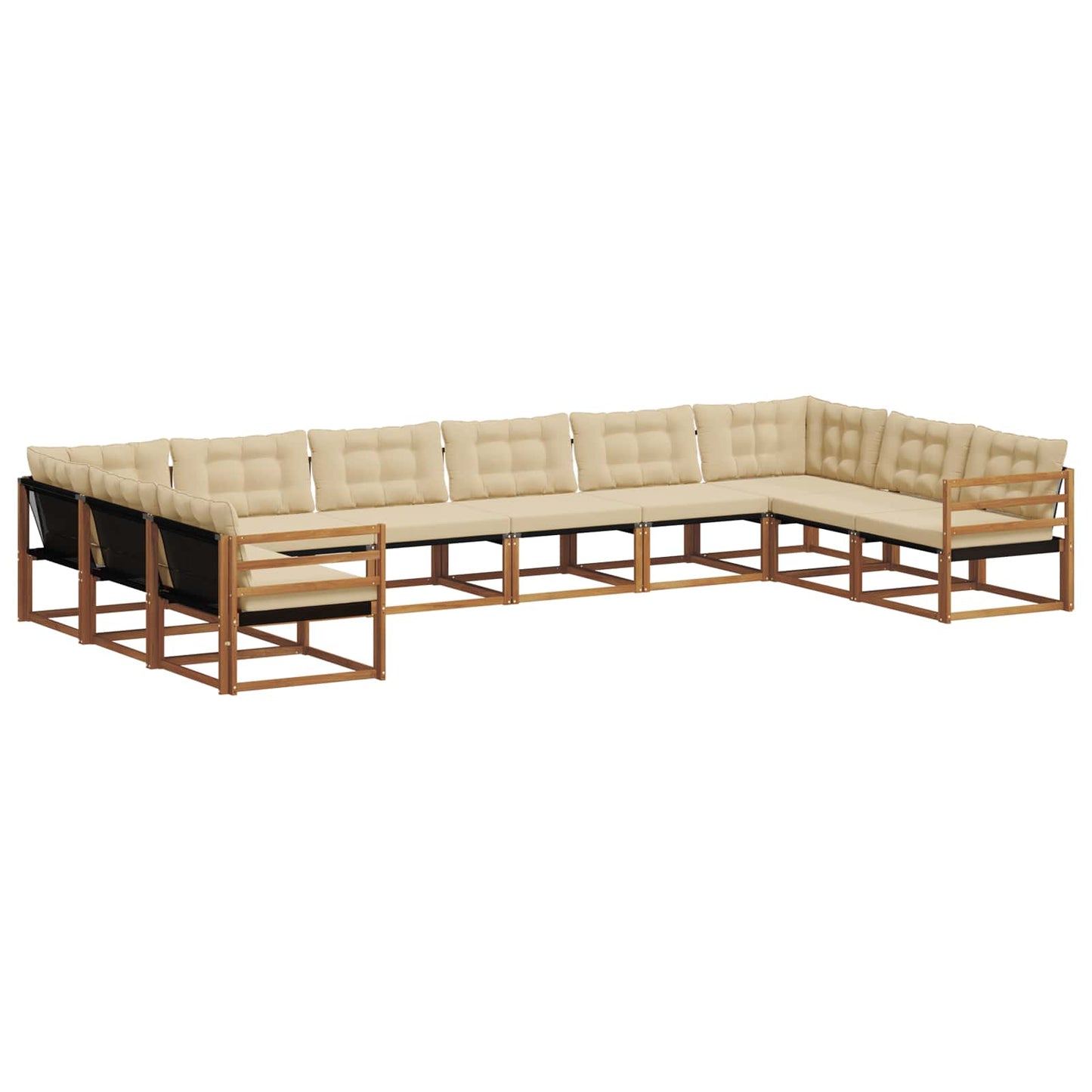vidaXL Σειρά Καναπέ Εξωτερικού με μαξιλάρι 10 pcs Φυσικό και Μπεζ