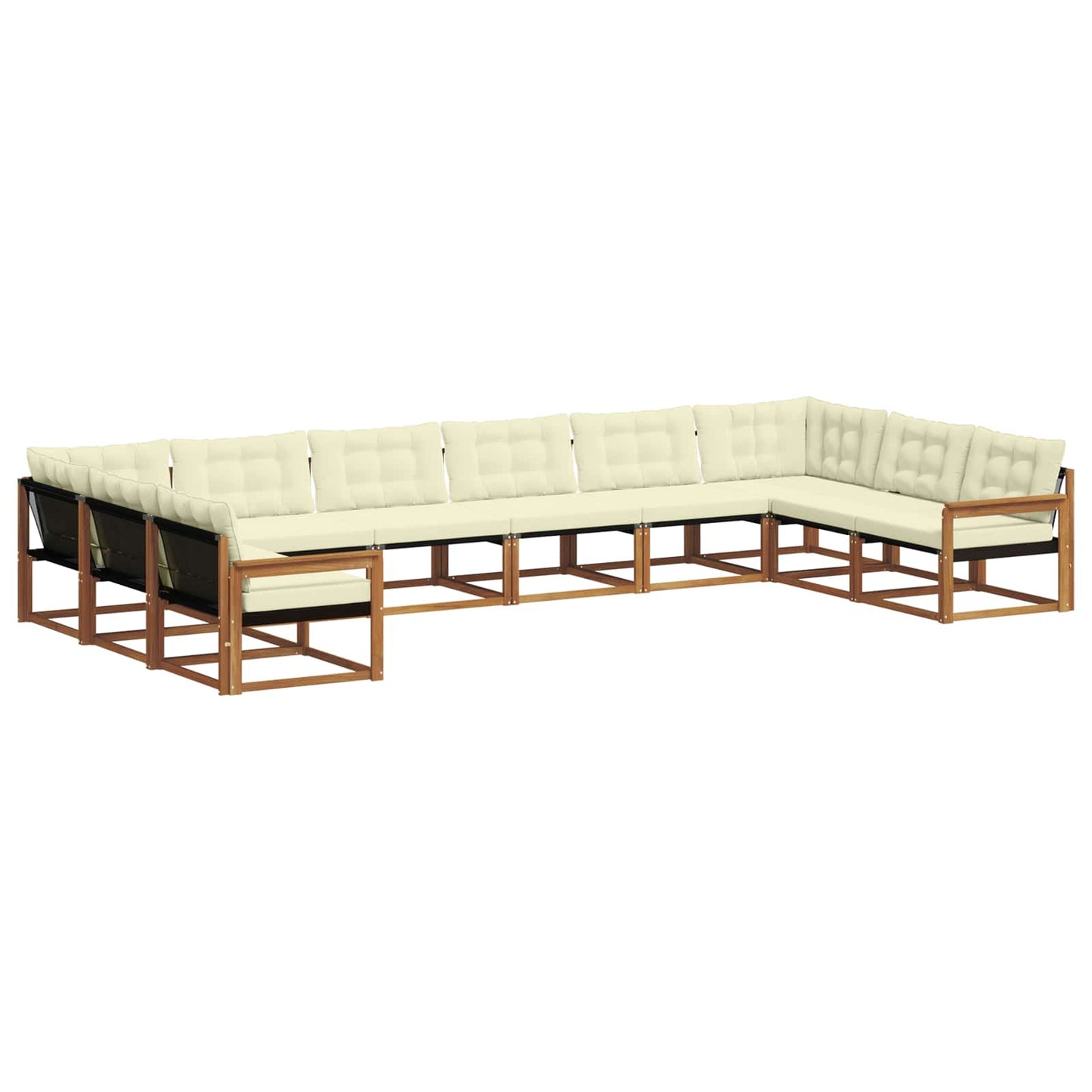 vidaXL Σειρά Καναπέ Εξωτερικού με μαξιλάρι 10 pcs Φυσικό και Κρέμα