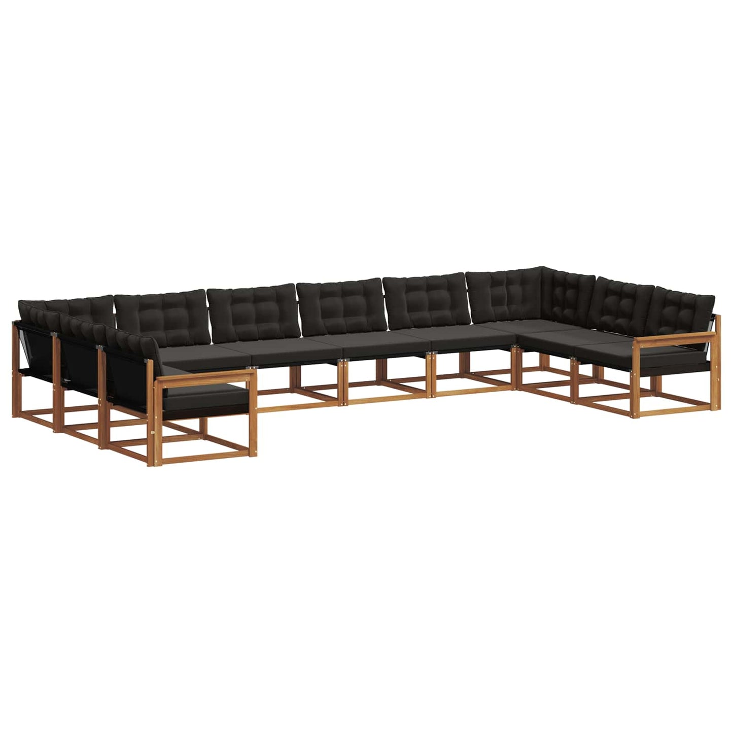 vidaXL Σειρά Καναπέ Εξωτερικού με μαξιλάρι 10 pcs Φυσικό και Μαύρο