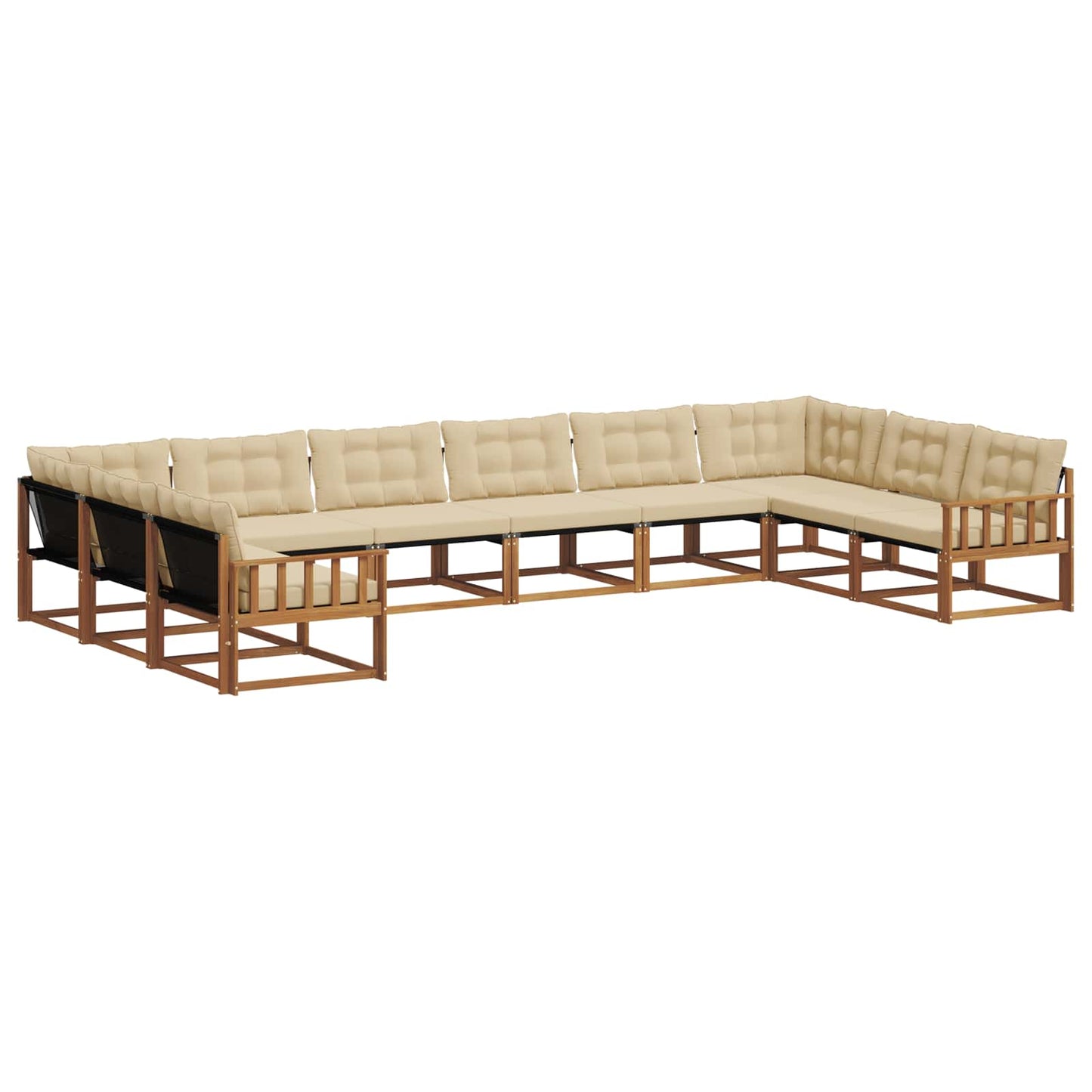 vidaXL Σειρά Καναπέ Εξωτερικού με μαξιλάρι 10 pcs Φυσικό και Μπεζ