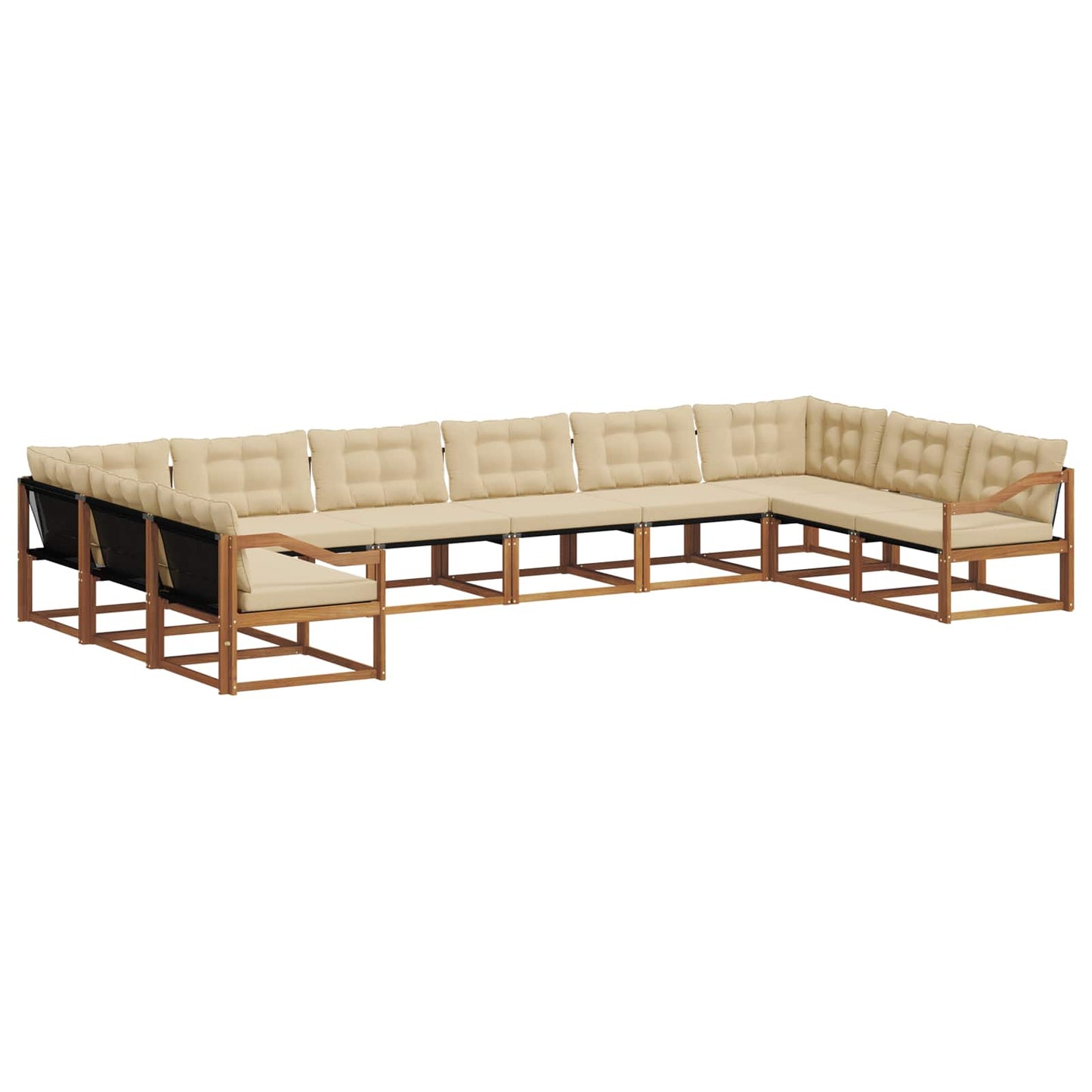 vidaXL Σειρά Καναπέ Εξωτερικού με μαξιλάρι 10 pcs Φυσικό και Μπεζ