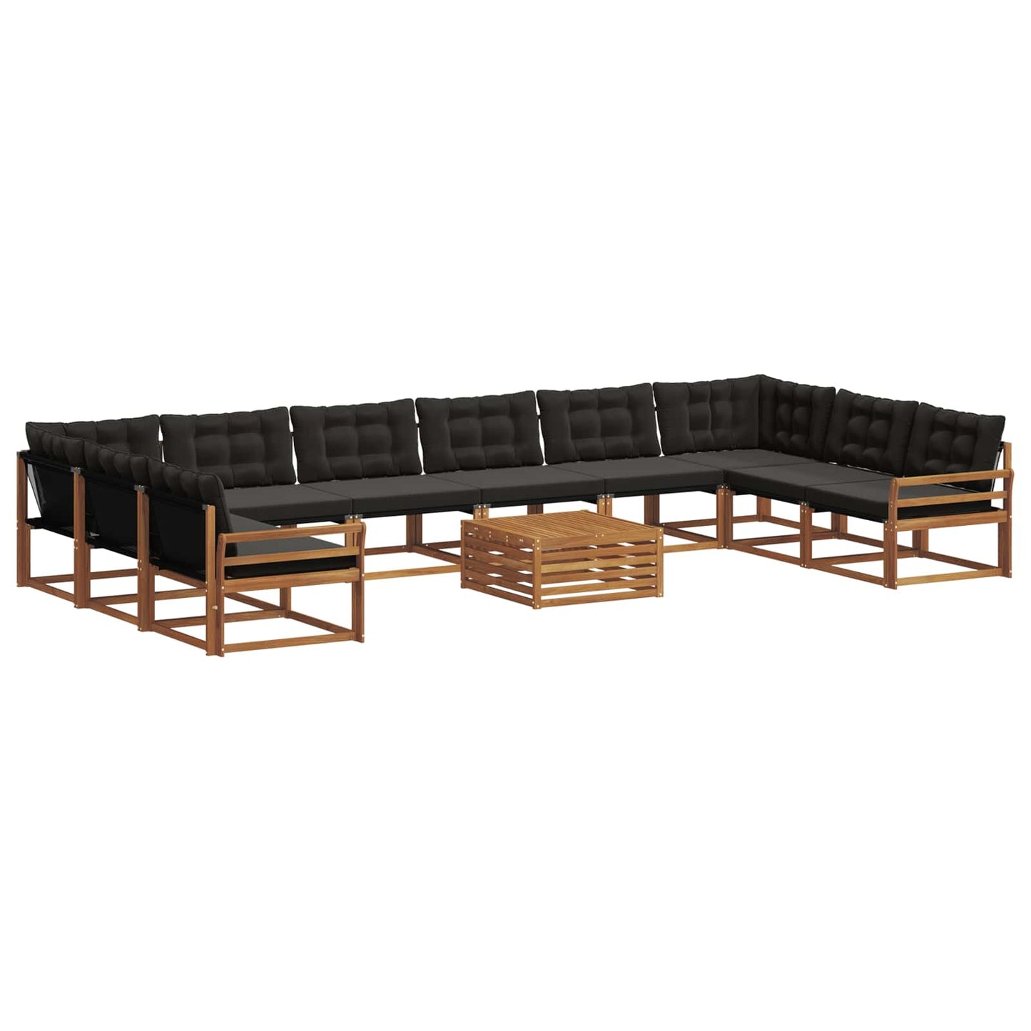 vidaXL Σειρά Καναπέ Εξωτερικού με μαξιλάρι 11 pcs Φυσικό και Μαύρο