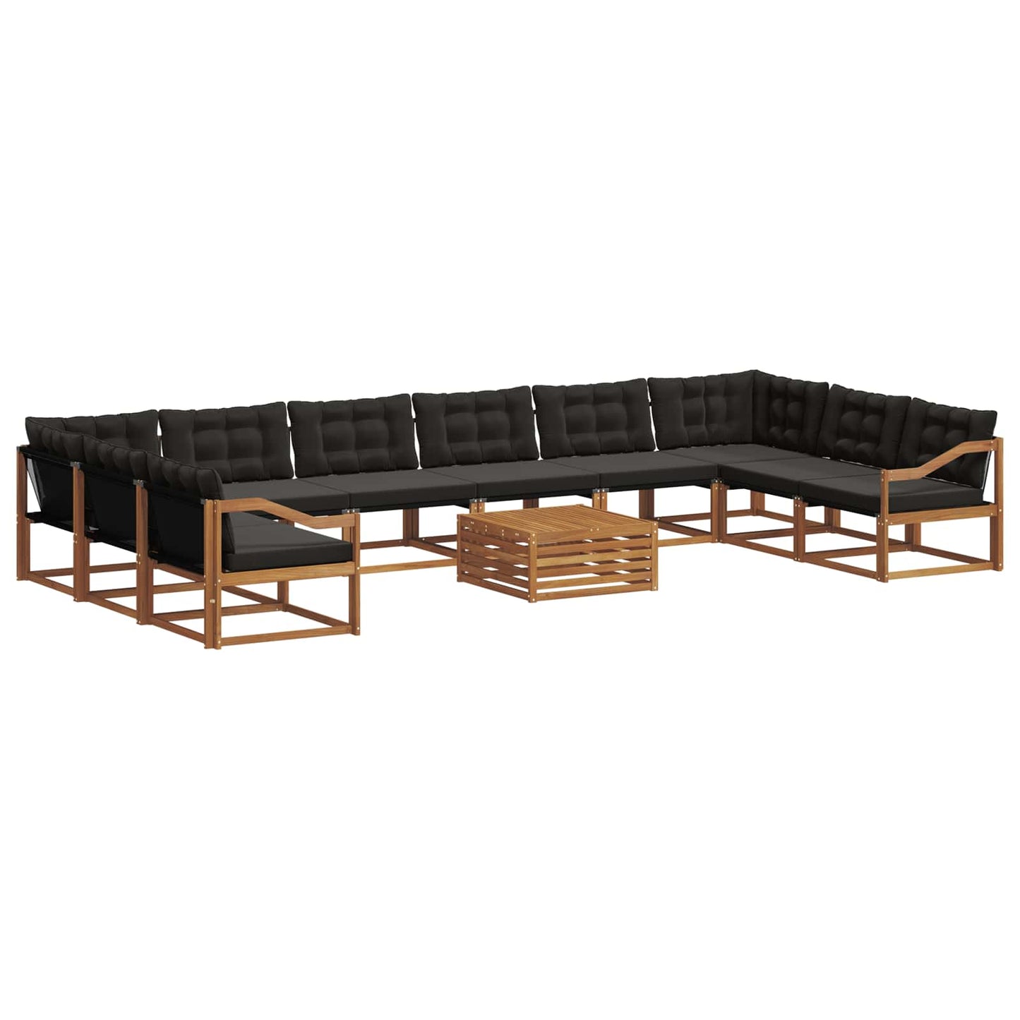 vidaXL Σειρά Καναπέ Εξωτερικού με μαξιλάρι 11 pcs Φυσικό και Μαύρο