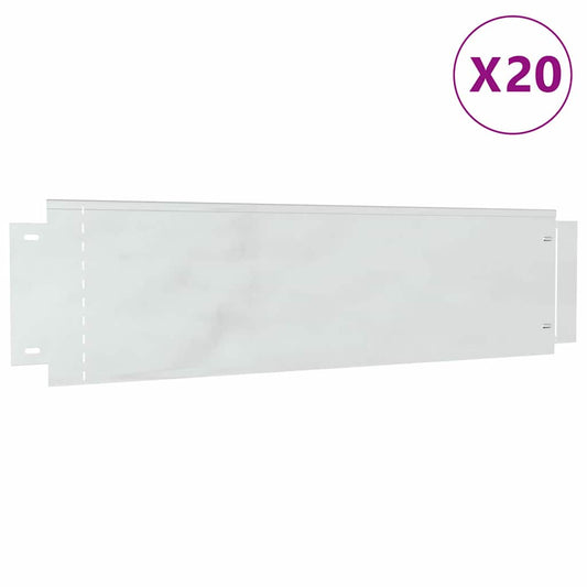 vidaXL Περιγράμματα γκαζόν 20 pcs Ασημί 100 x 25 cm