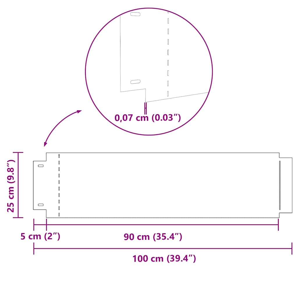 vidaXL Περιγράμματα γκαζόν 20 pcs Ασημί 100 x 25 cm