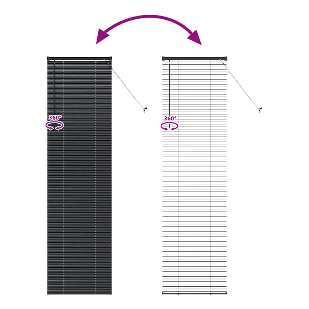vidaXL Βενετσιάνικες Ρόδες Μαύρο 220 x 60 εκ Αλουμίνιο