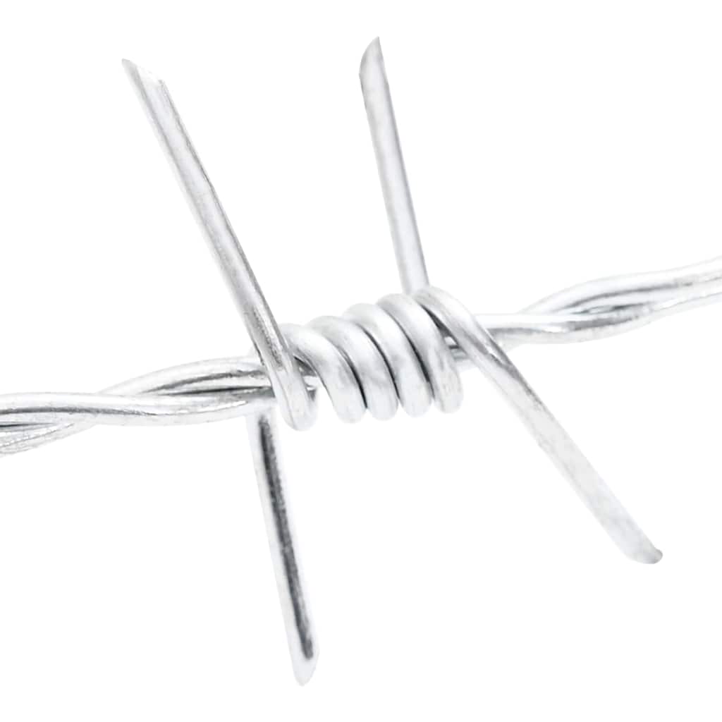 vidaXL Αγκαθωτό Σύρμα Ασημί 50 m Γαλβανισμένος χάλυβας με θερμή βύθιση